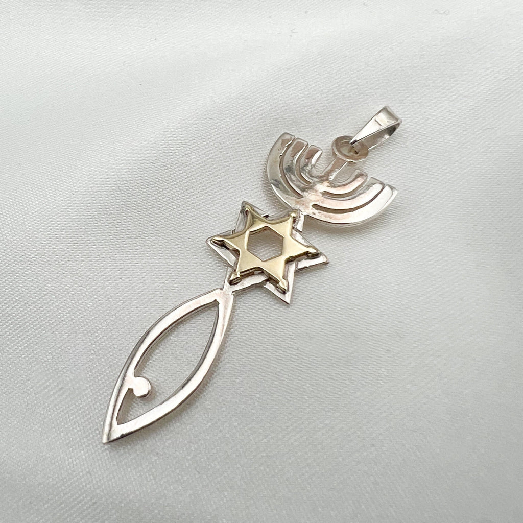 Grafted In Pendant in Silver 925 & 14k Gold - Big Size, Powerful Symbol of Unity