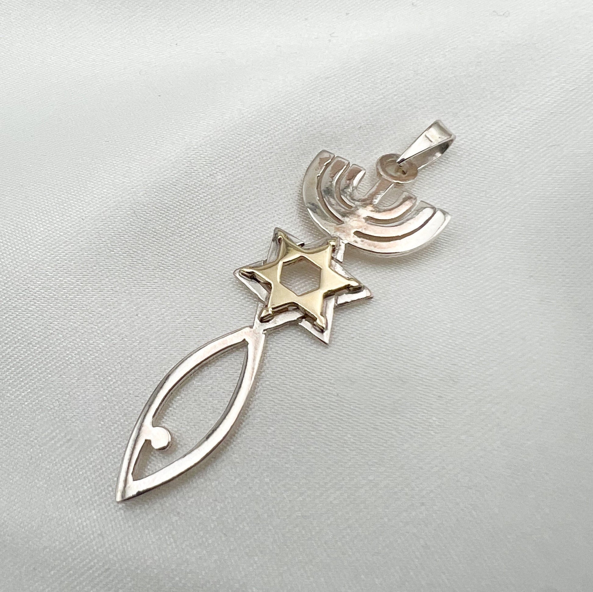 Grafted In Pendant in Silver 925 & 14k Gold - Big Size, Powerful Symbol of Unity