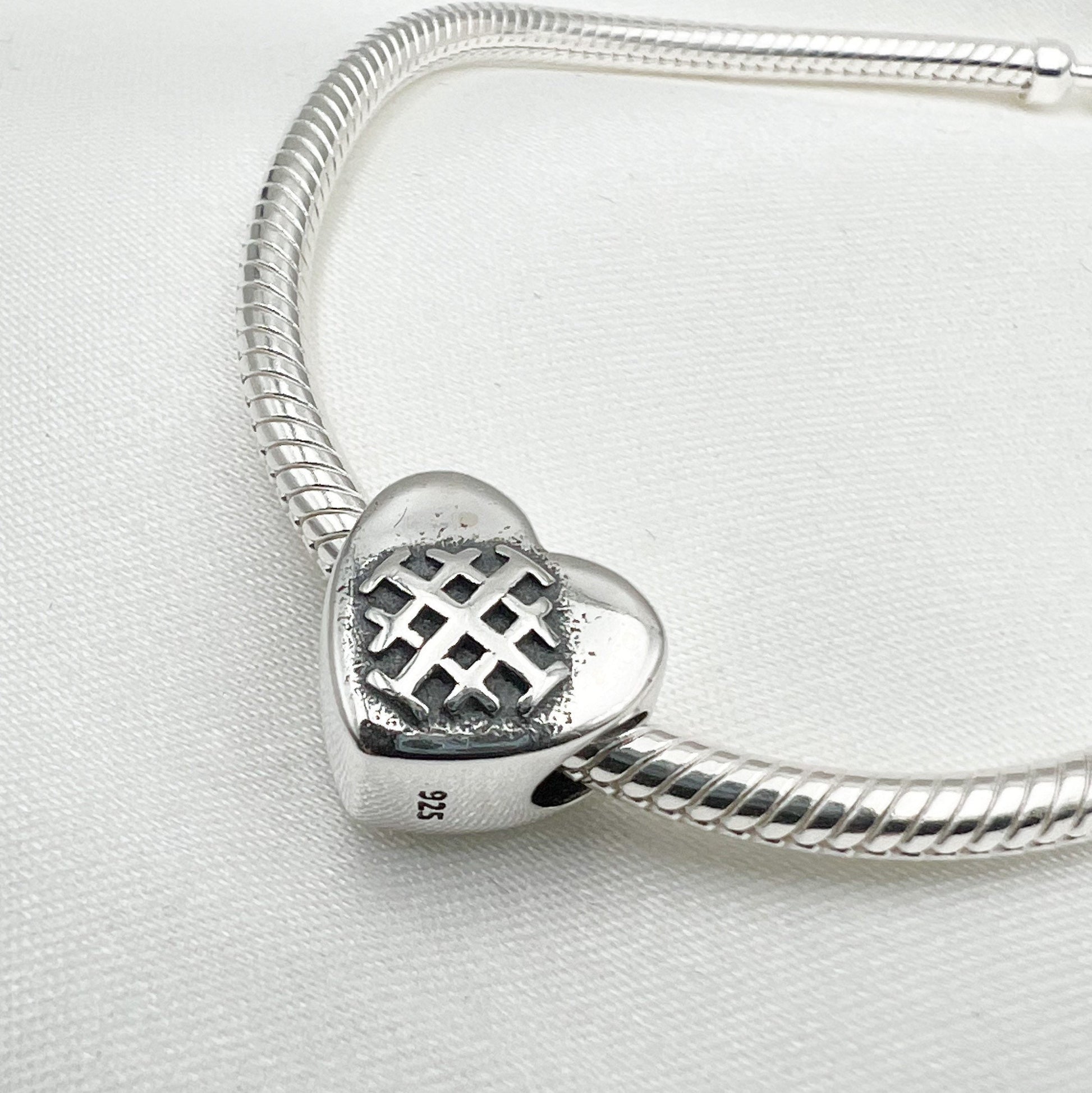 Jerusalem Cross Sacred Heart Charm Sterling Silver 925 - for Pandora Bracelet