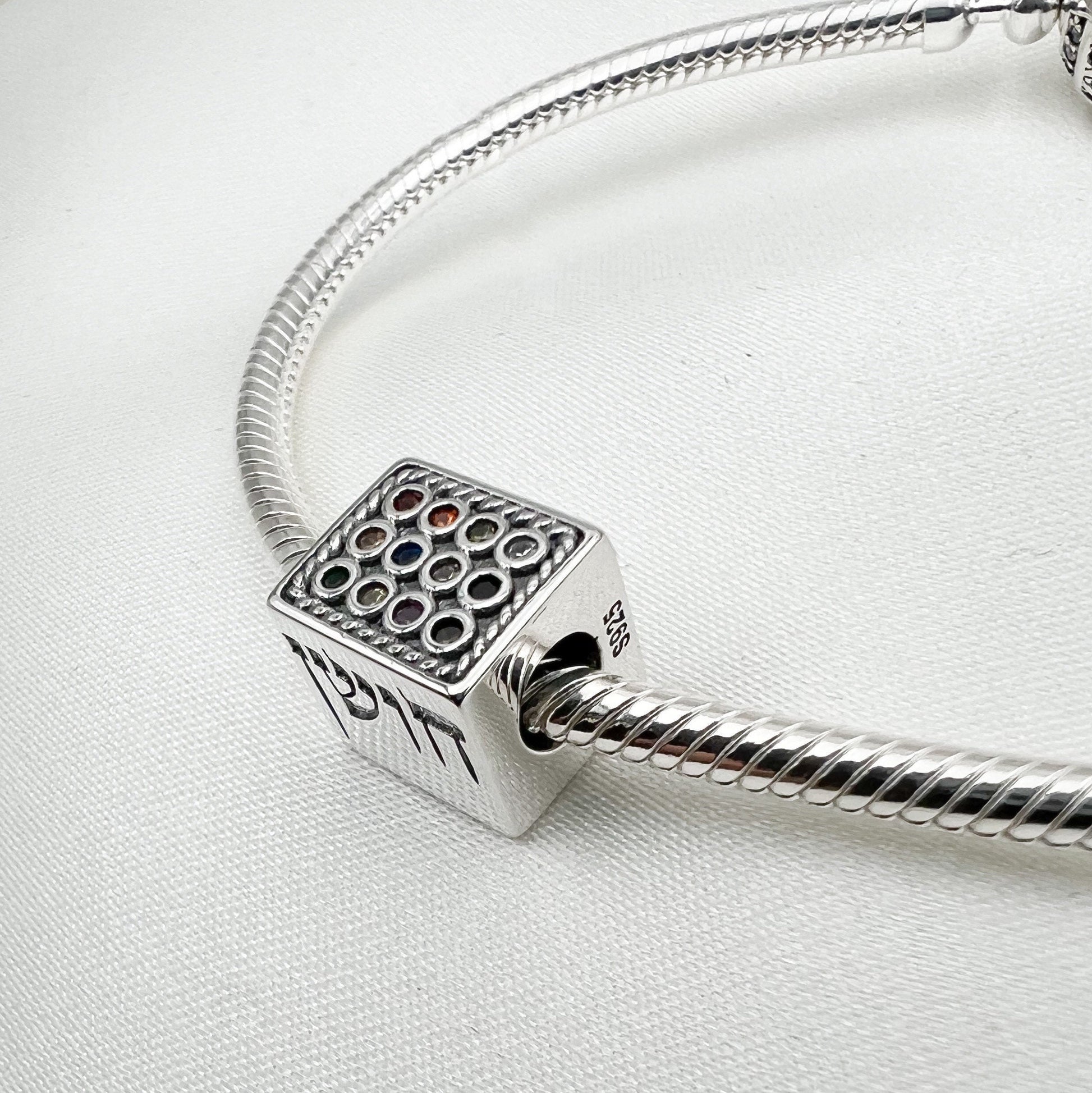 Sterling Silver Twelve Tribes Charm with 12 Hoshen Stones - Fits Pandora Bracelets