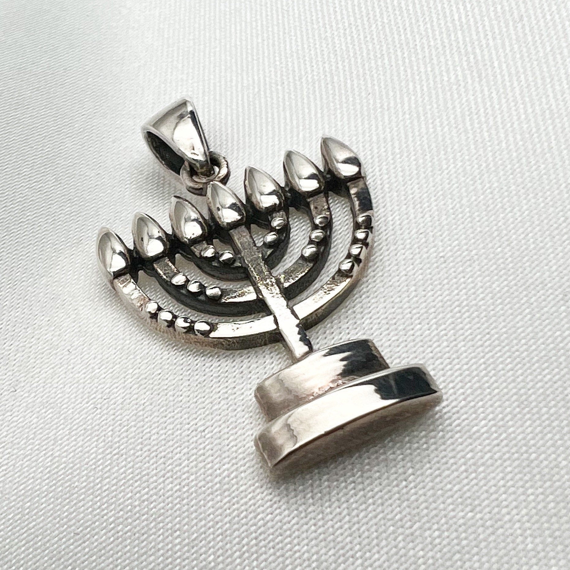 Elegant Silver 925 Menorah Pendant