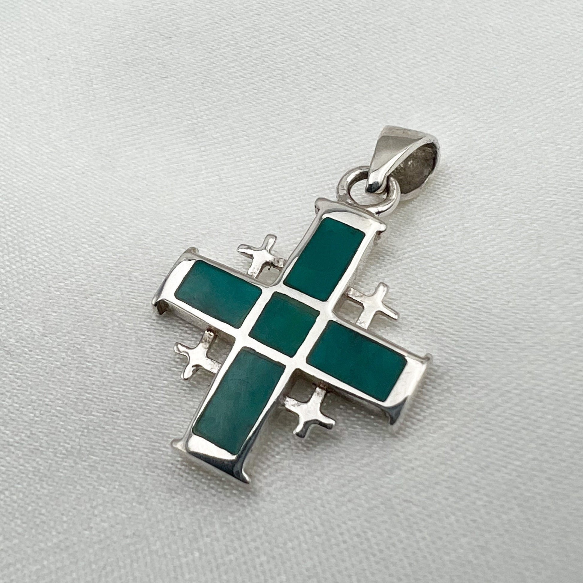 King Solomon Jerusalem Cross Pendant in Silver 925