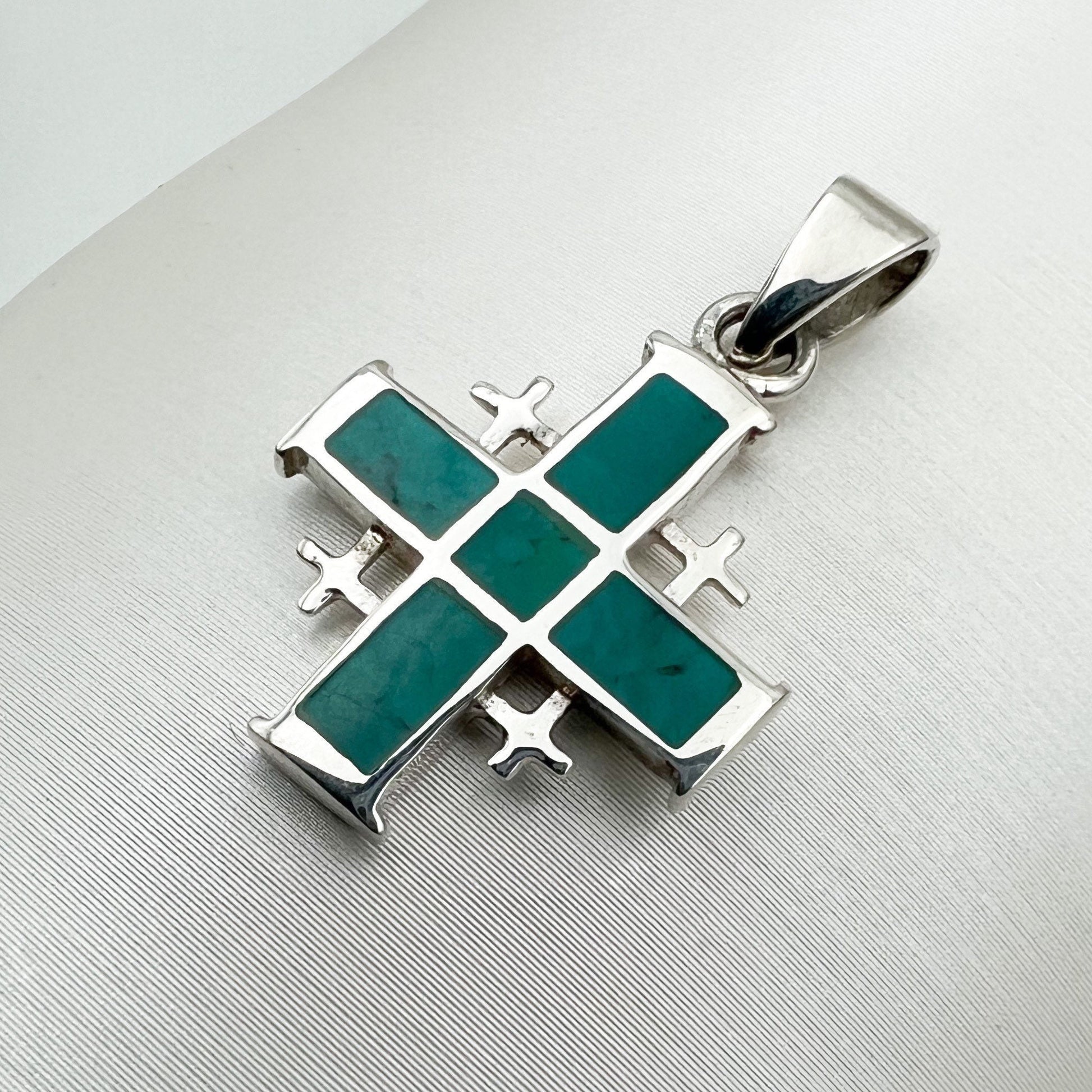 King Solomon Jerusalem Cross Pendant in Silver 925