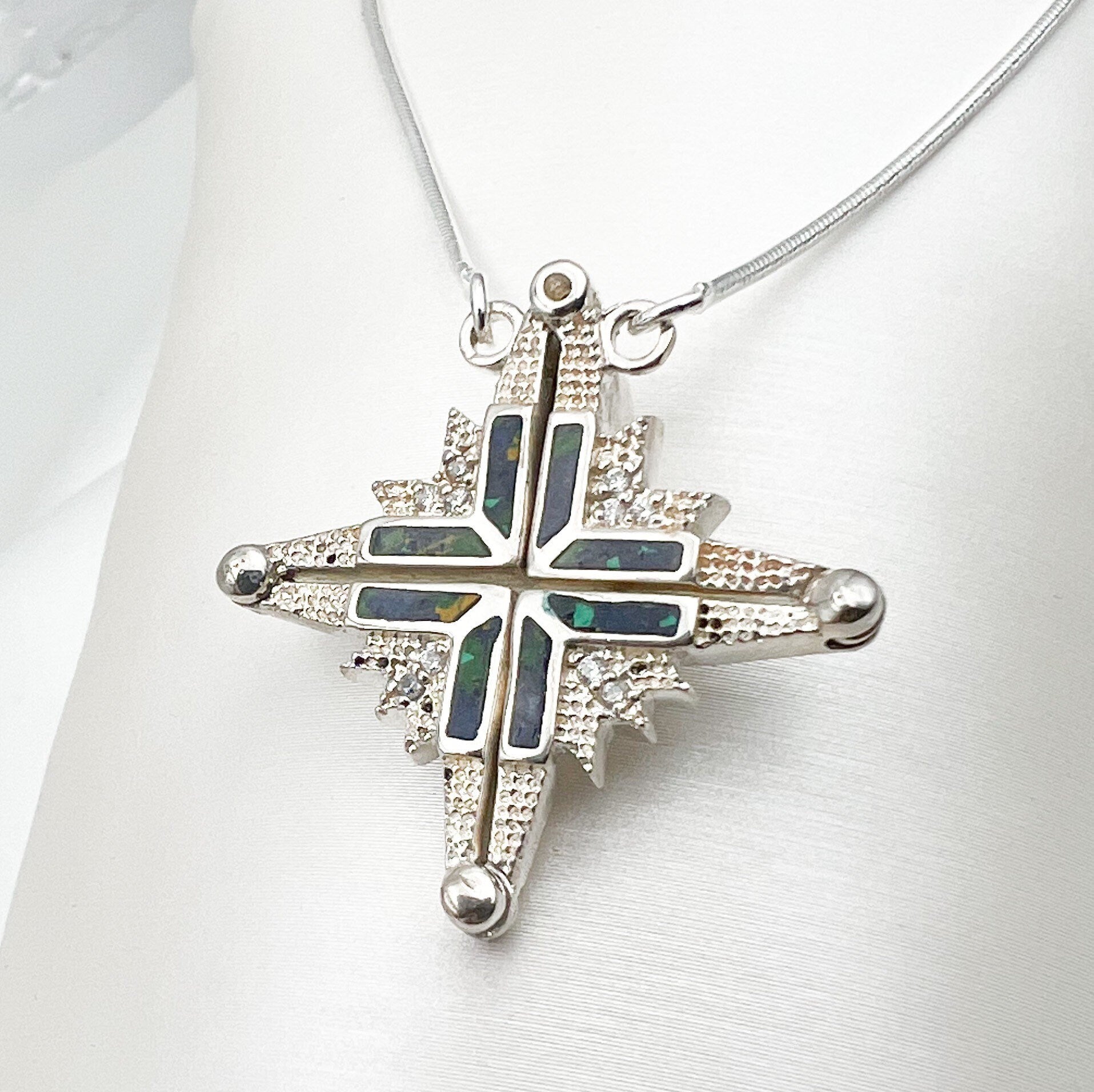 Opening Star of Bethlehem Pendant in Silver 925 and King Solomon Stone