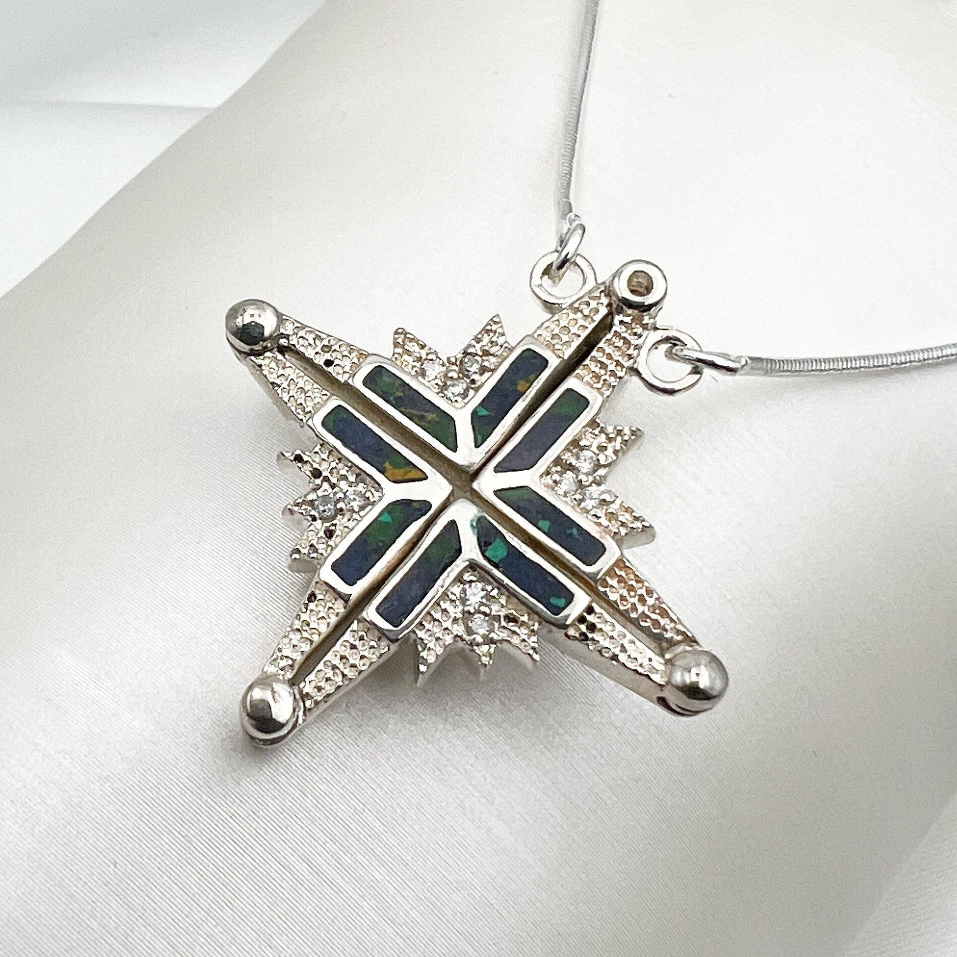 Opening Star of Bethlehem Pendant in Silver 925 and King Solomon Stone