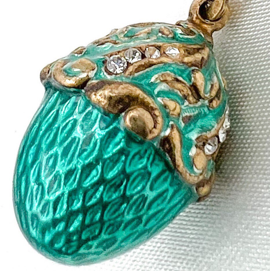 Turquoise Blessing Egg Pendant with Zircon Accents in Silver 925 and Enamel