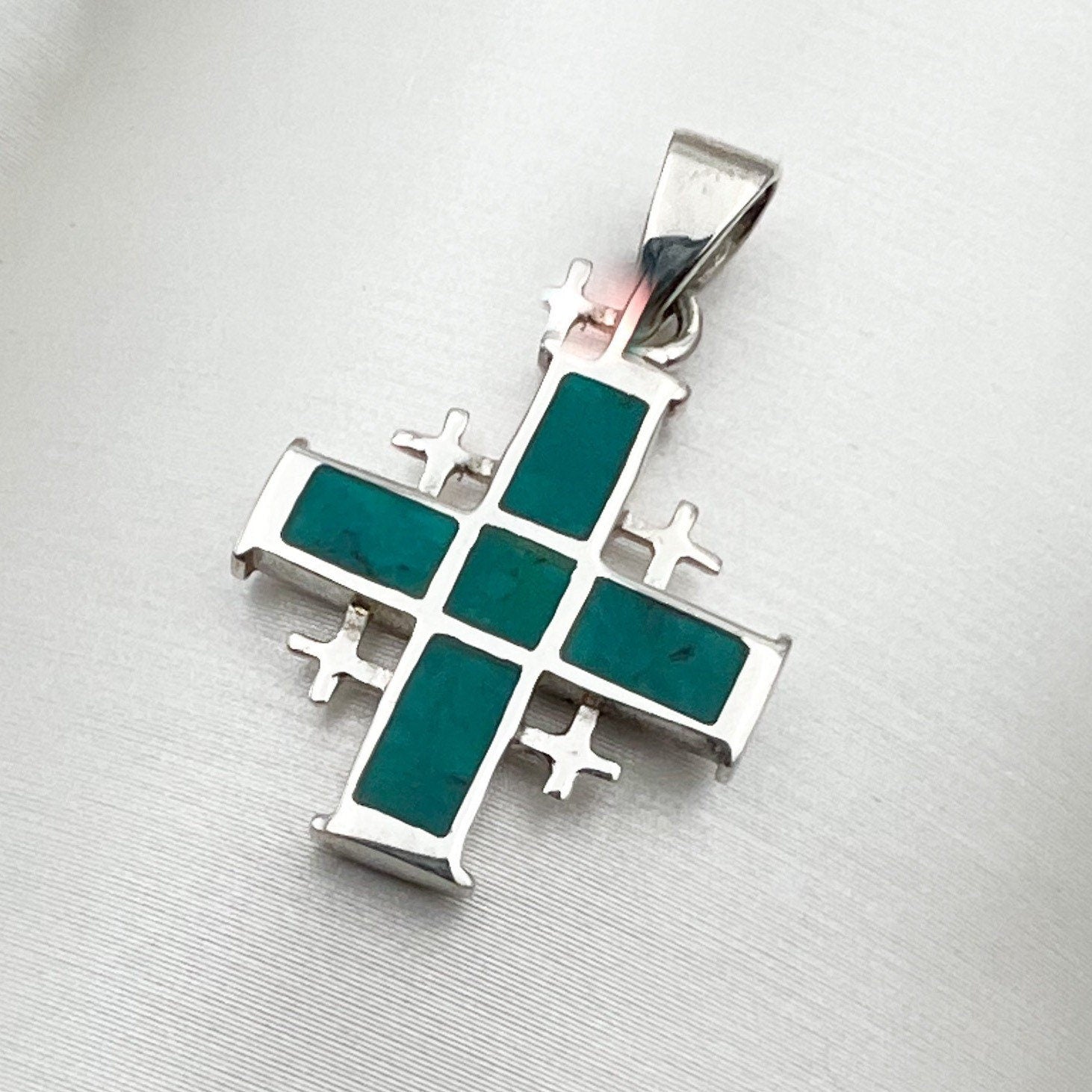 King Solomon Jerusalem Cross Pendant in Silver 925
