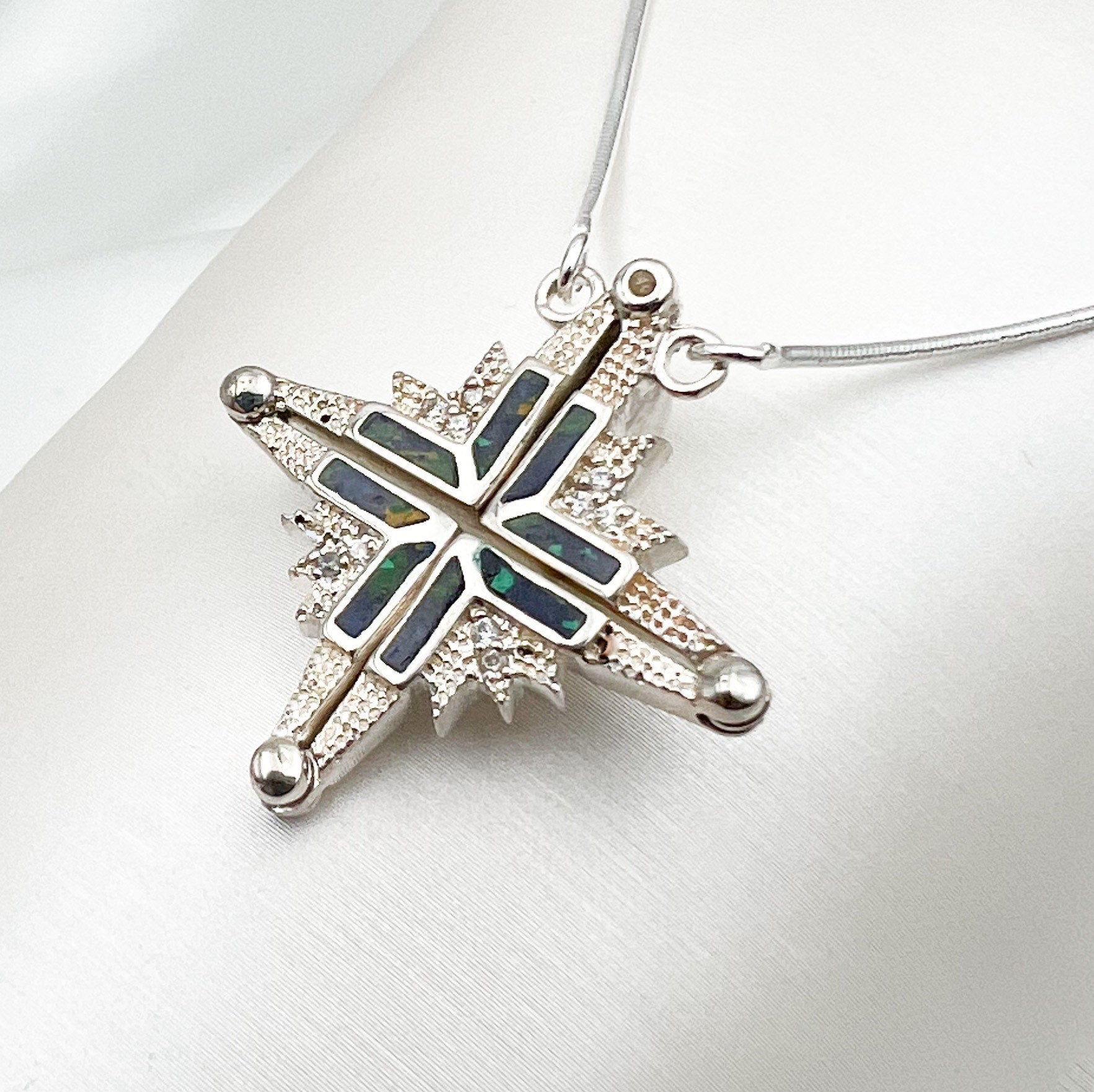 Opening Star of Bethlehem Pendant in Silver 925 and King Solomon Stone