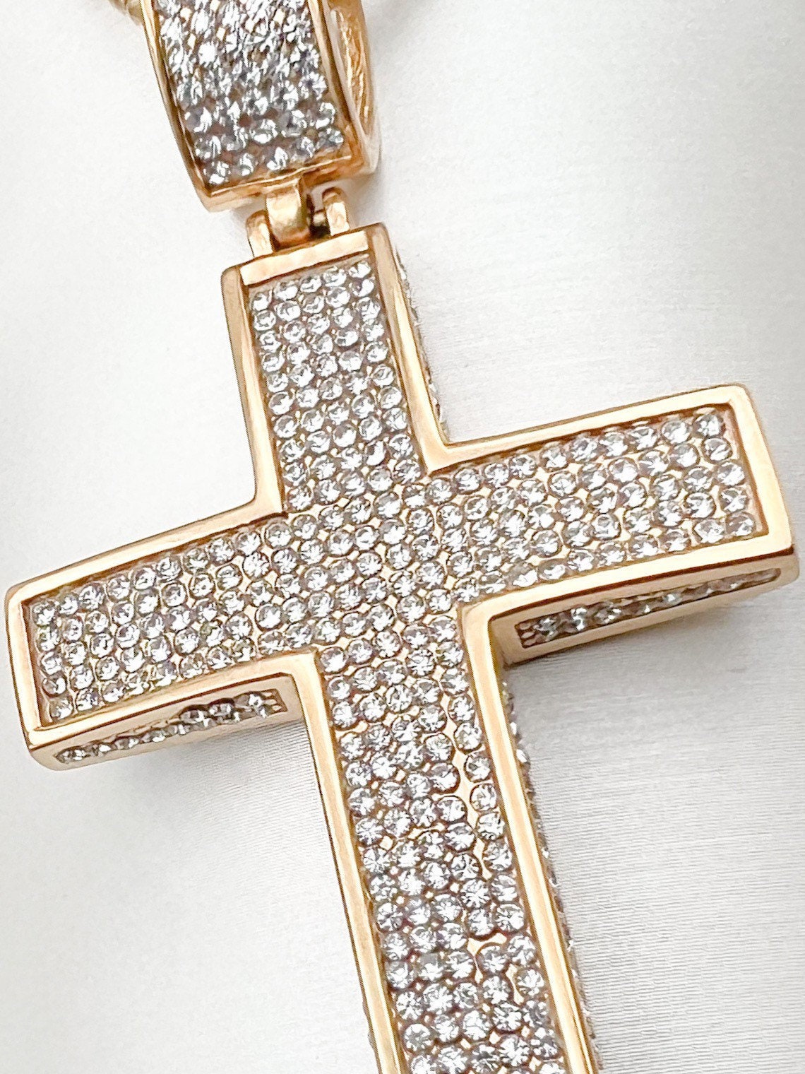 Large Christian Cross Necklace with Austrian Crystals