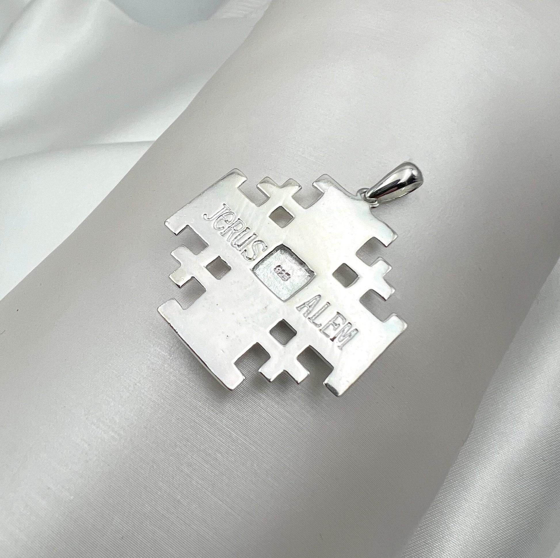 White Opal Jerusalem Cross Pendant – Silver 925