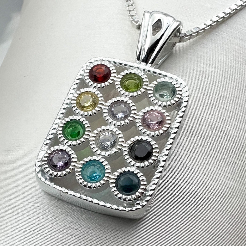 Aaron’s Breastplate Pendant with Hoshen Stones in Sterling Silver 925 - Chain included