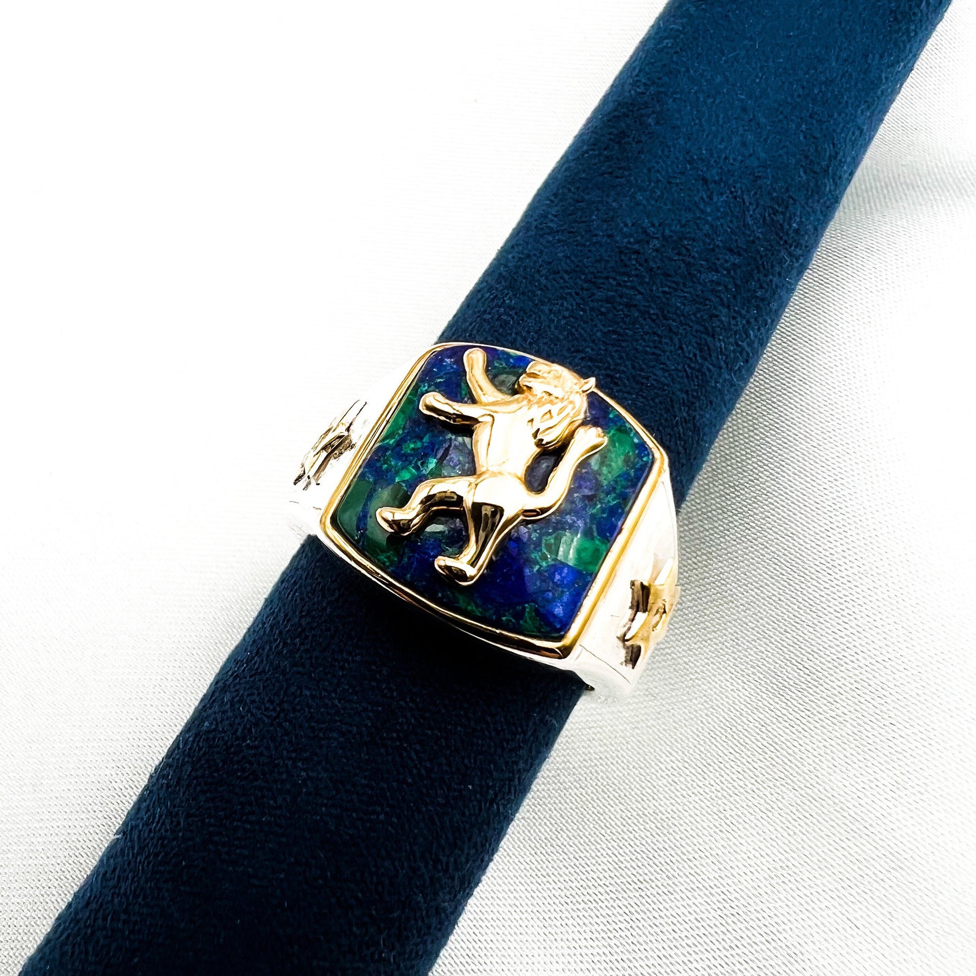 Lion of Judah King Solomon Ring with David Stars in 14k Gold