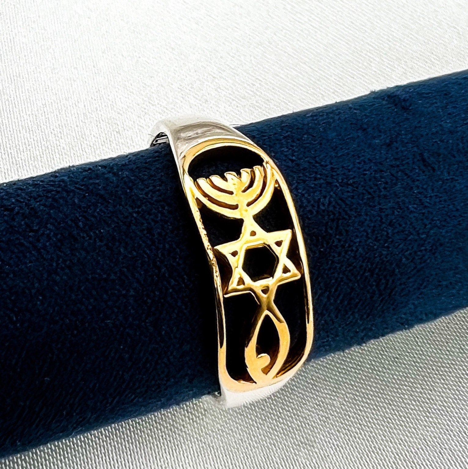 Grafted In Messianic Ring in Silver 925 and 14k Gold