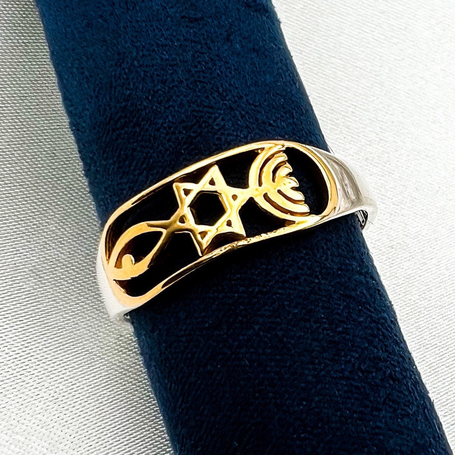 Grafted In Messianic Ring in Silver 925 and 14k Gold