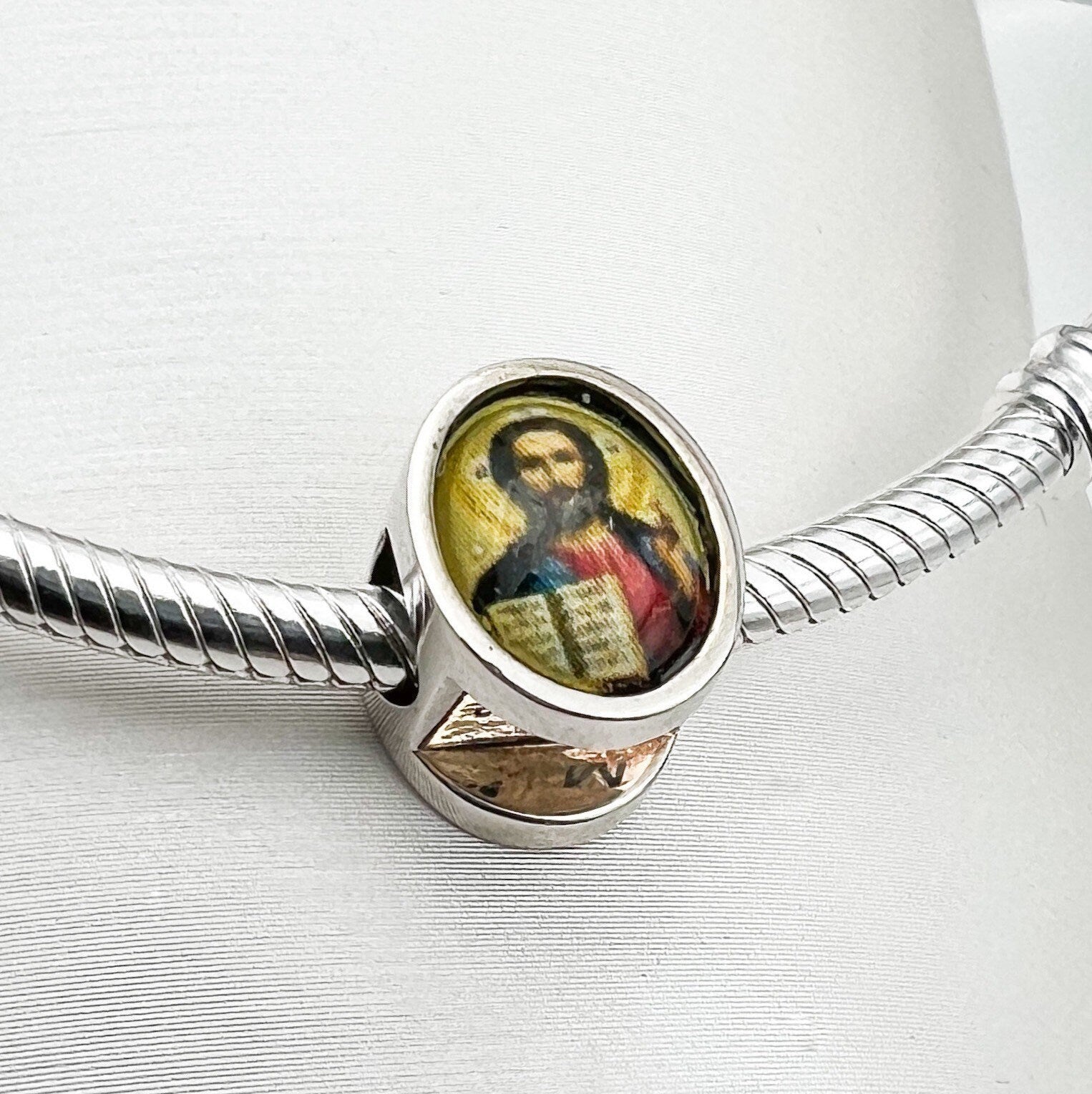 John the Baptist Baptizing Jesus Charm in Silver 925 for Pandora Bracelets