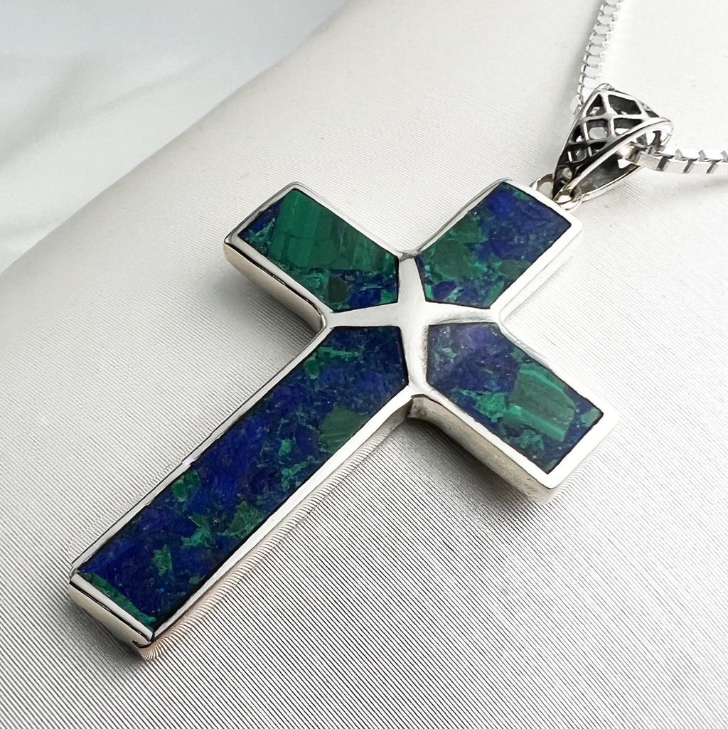 King Solomon Eilat Stone Cross Pendant in Silver 925