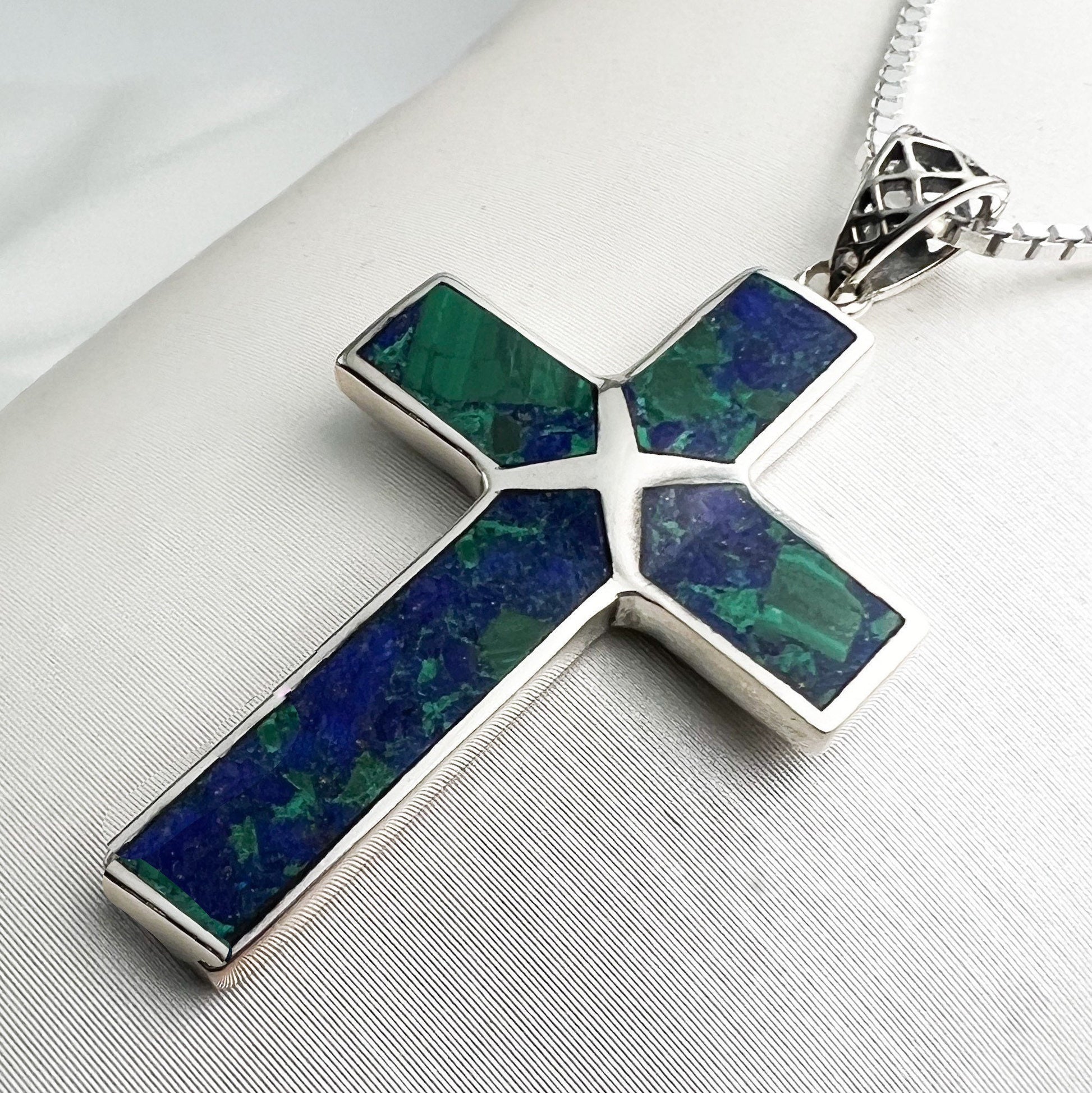 King Solomon Eilat Stone Cross Pendant in Silver 925