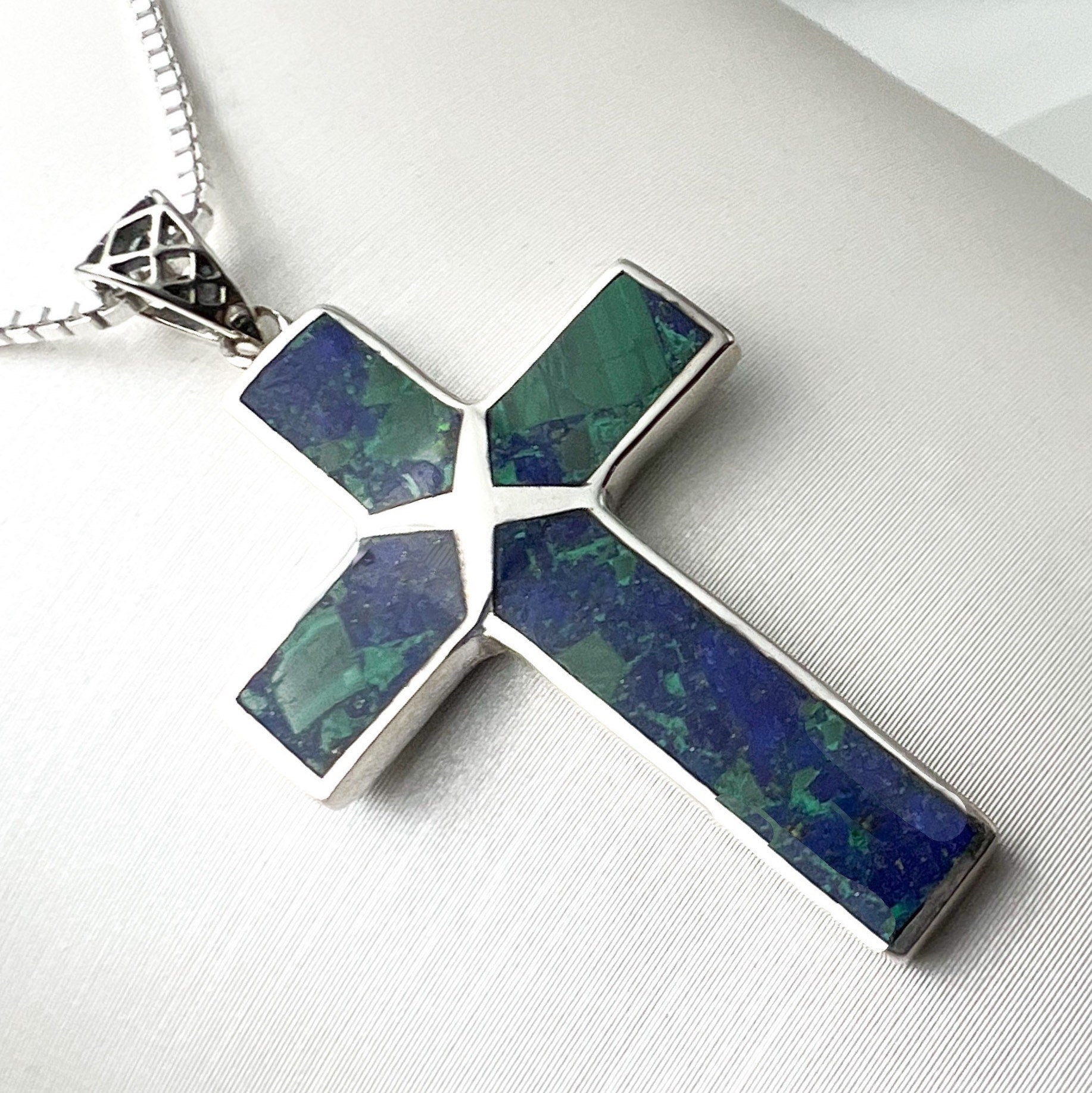 King Solomon Eilat Stone Cross Pendant in Silver 925
