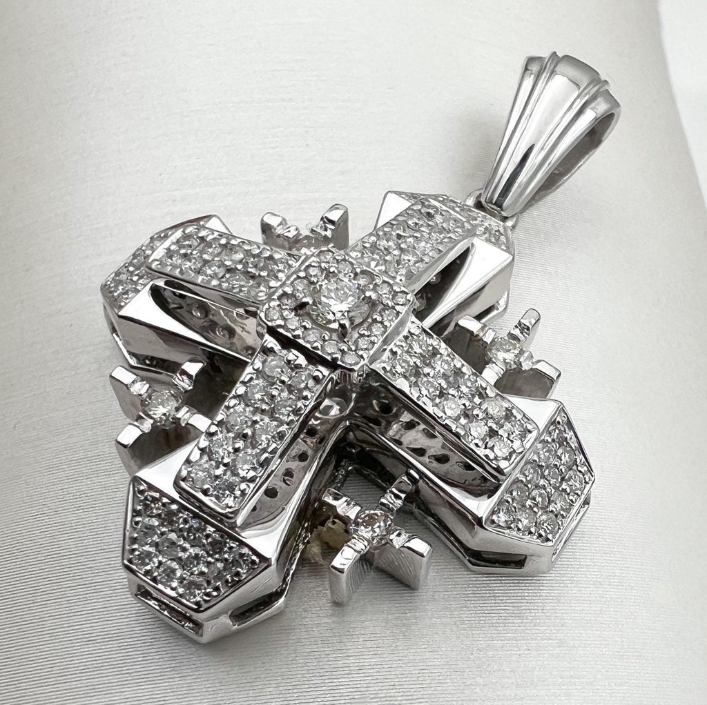 Majestic Jerusalem Cross in 14k White Gold with 109 Diamonds