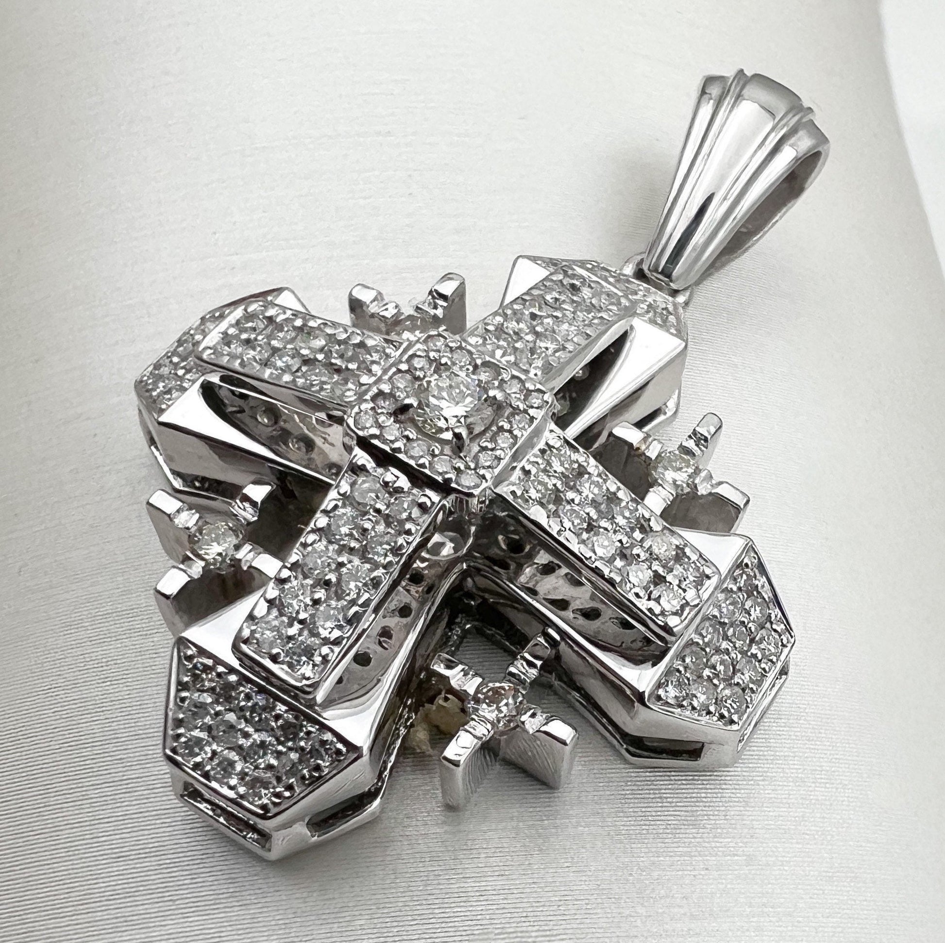 Majestic Jerusalem Cross in 14k White Gold with 109 Diamonds