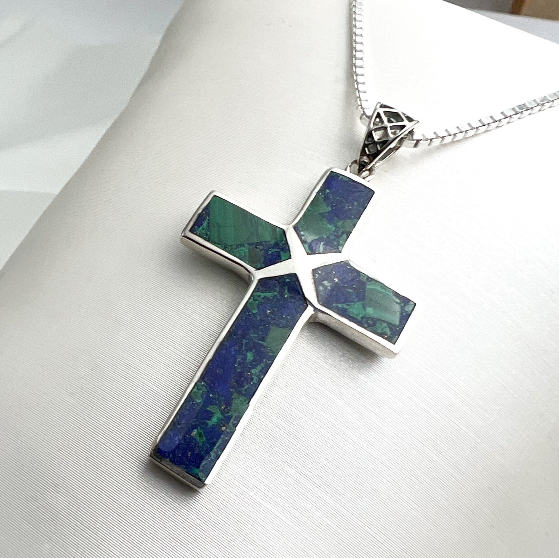 King Solomon Eilat Stone Cross Pendant in Silver 925