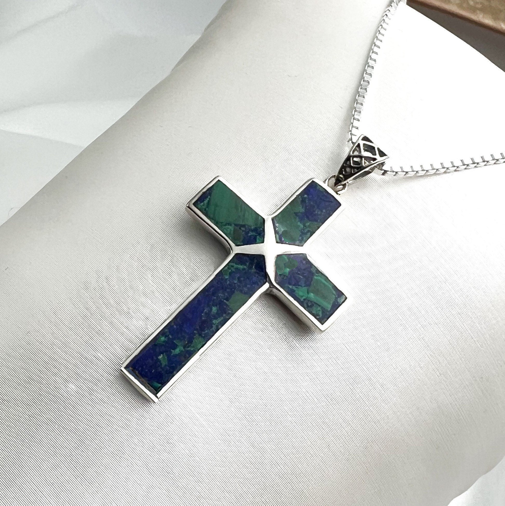 King Solomon Eilat Stone Cross Pendant in Silver 925
