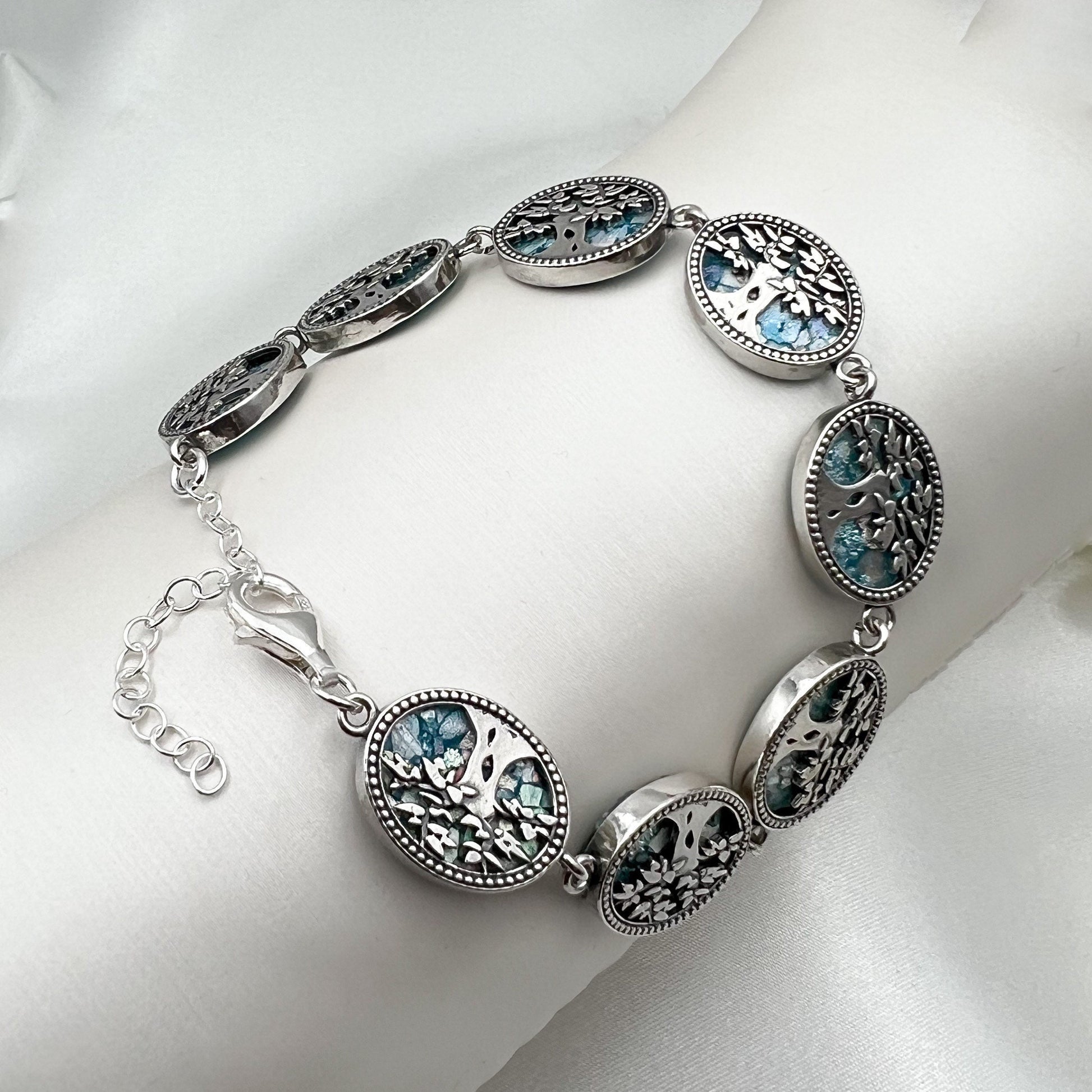 Tree of Life Bracelet in Silver 925 with Roman Glass