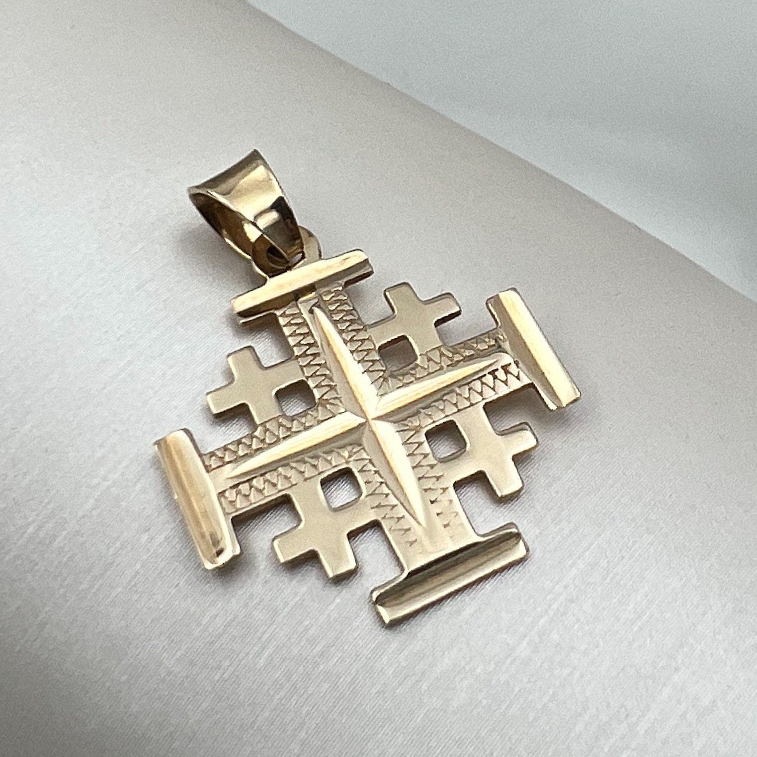 Jerusalem Cross 14k Gold Pendant A Symbol of Faith with Timeless Elegance