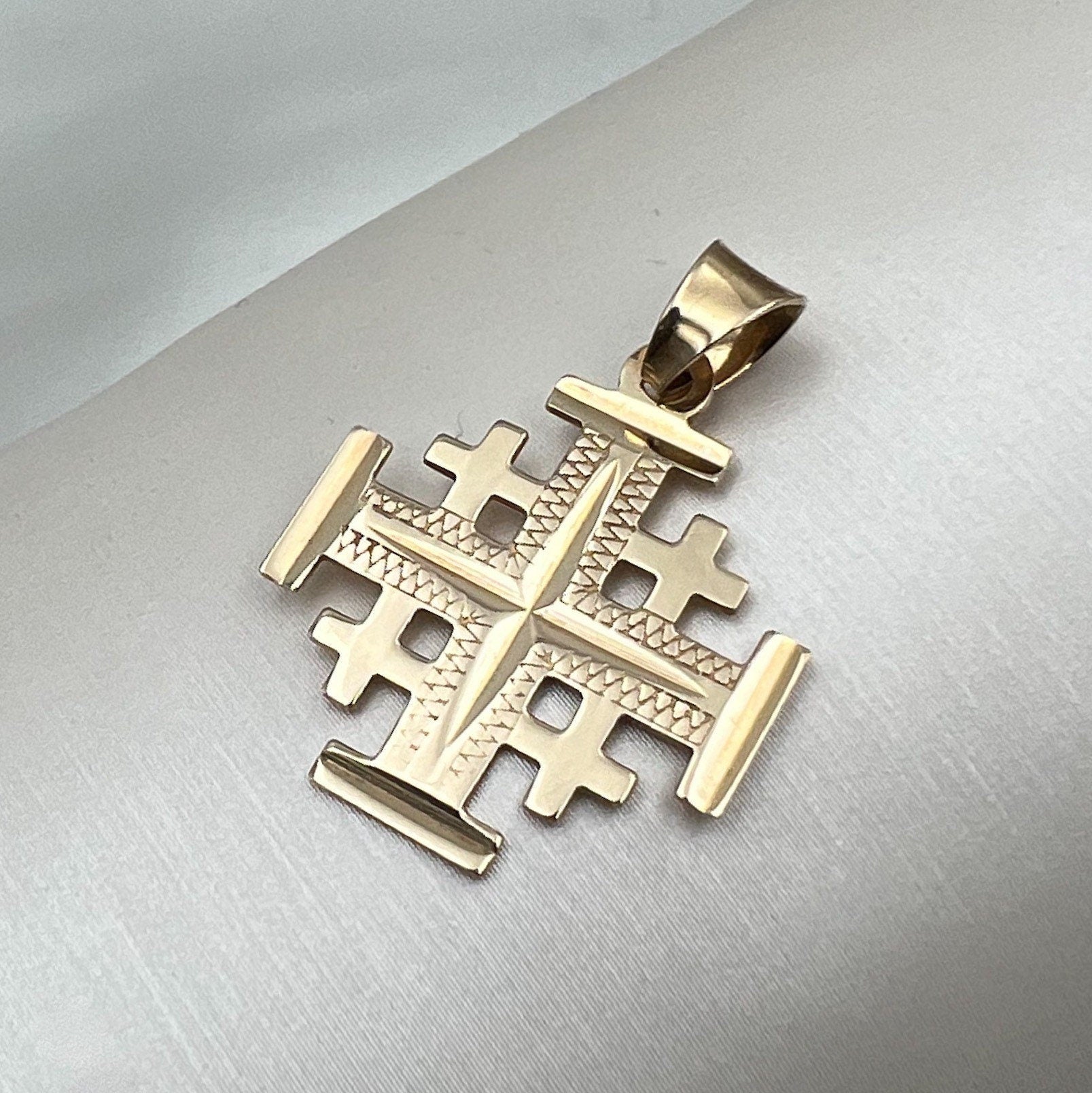 Jerusalem Cross 14k Gold Pendant A Symbol of Faith with Timeless Elegance