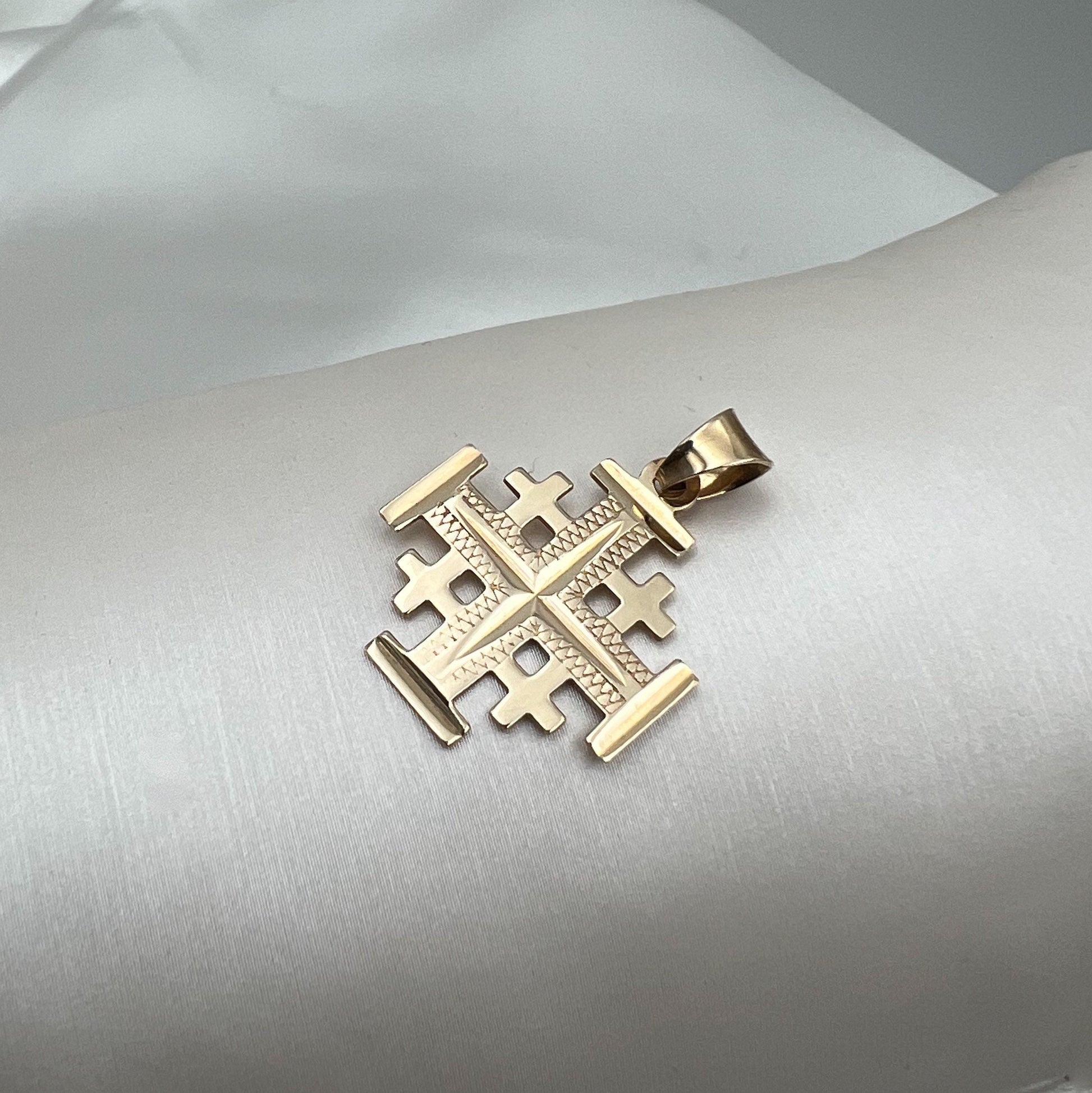 Jerusalem Cross 14k Gold Pendant A Symbol of Faith with Timeless Elegance