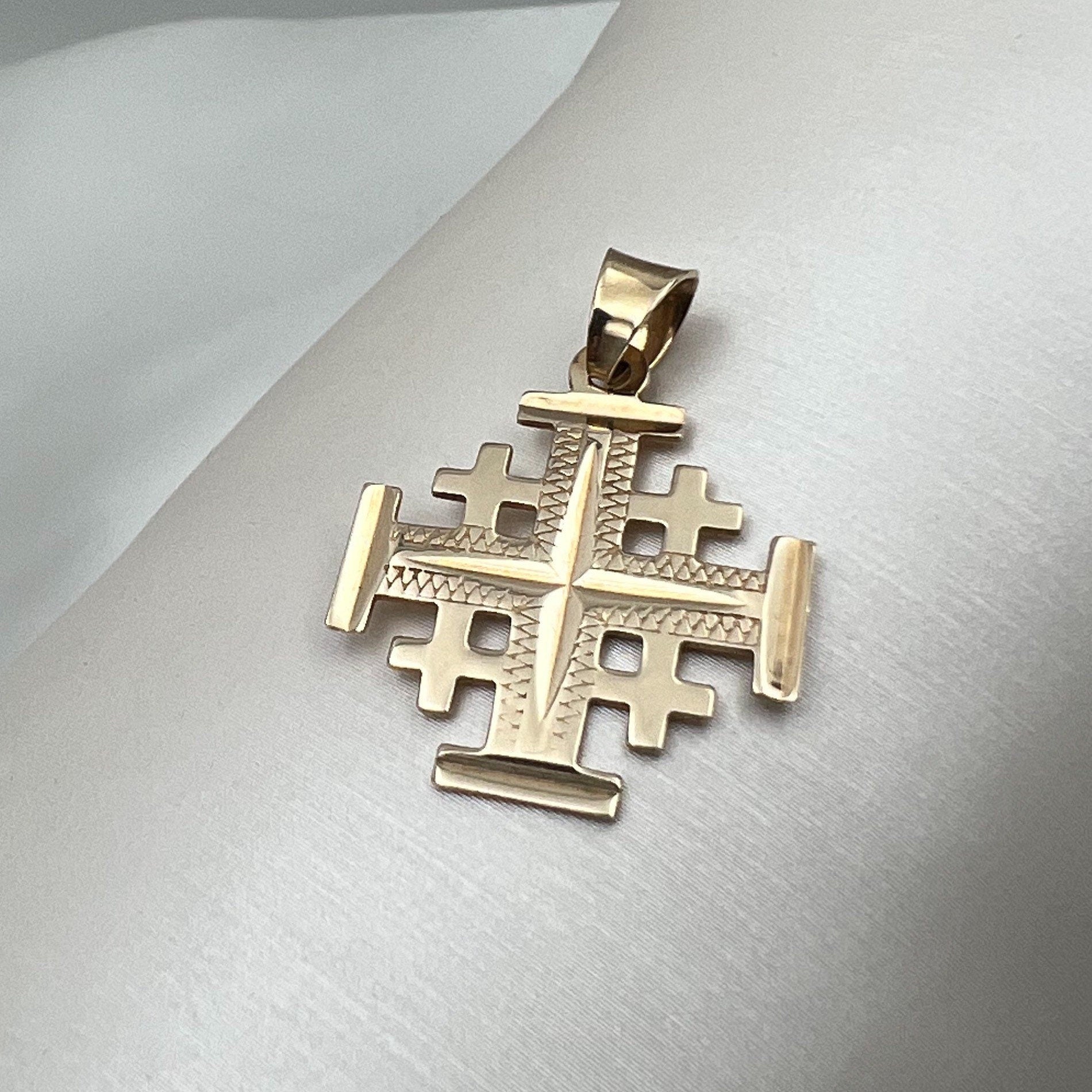 Jerusalem Cross 14k Gold Pendant A Symbol of Faith with Timeless Elegance