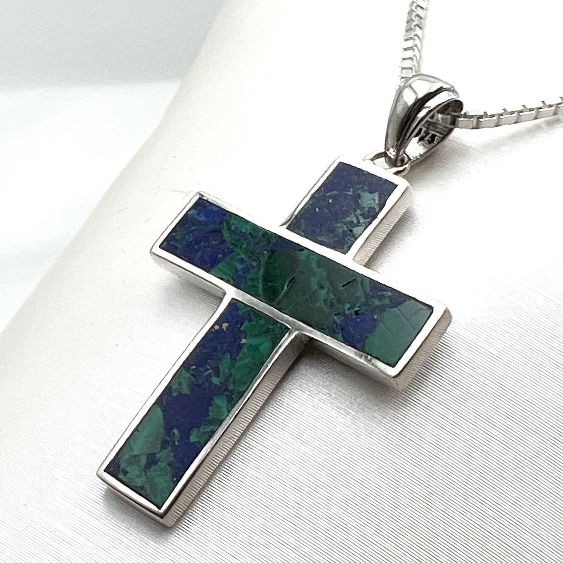 Elegant King Solomon Eilat Stone Cross Pendant in Silver 925