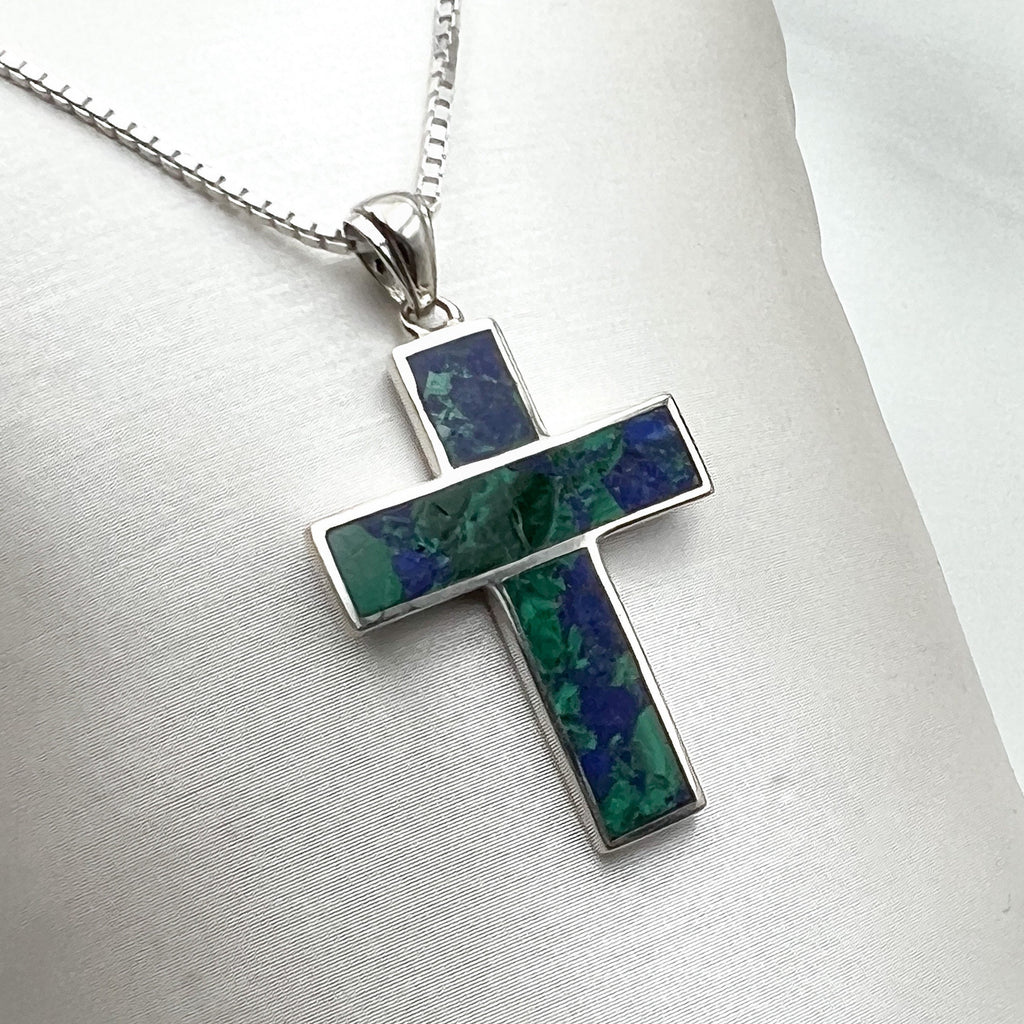 Elegant King Solomon Eilat Stone Cross Pendant in Silver 925