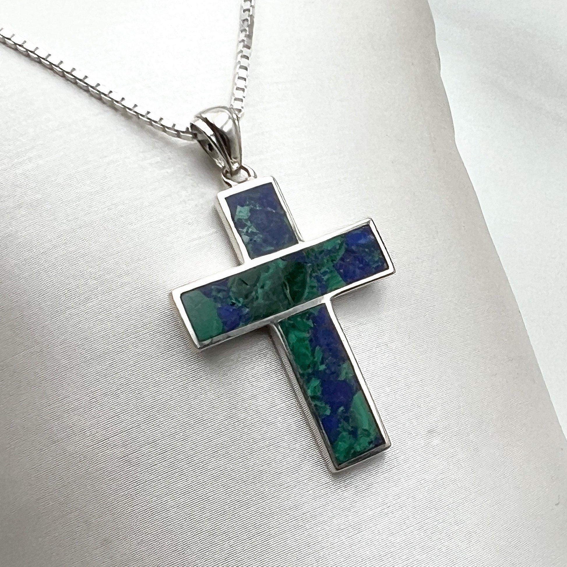 Elegant King Solomon Eilat Stone Cross Pendant in Silver 925