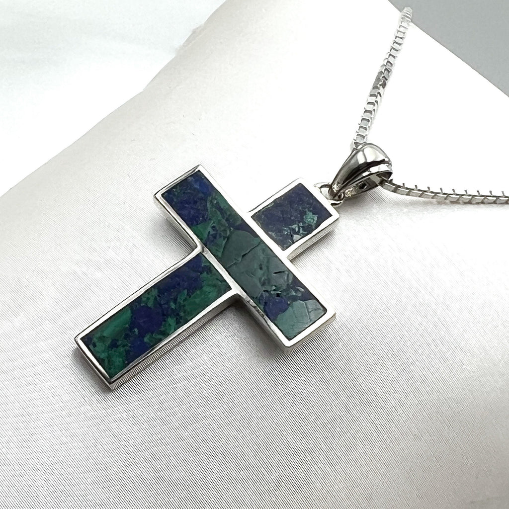 Elegant King Solomon Eilat Stone Cross Pendant in Silver 925