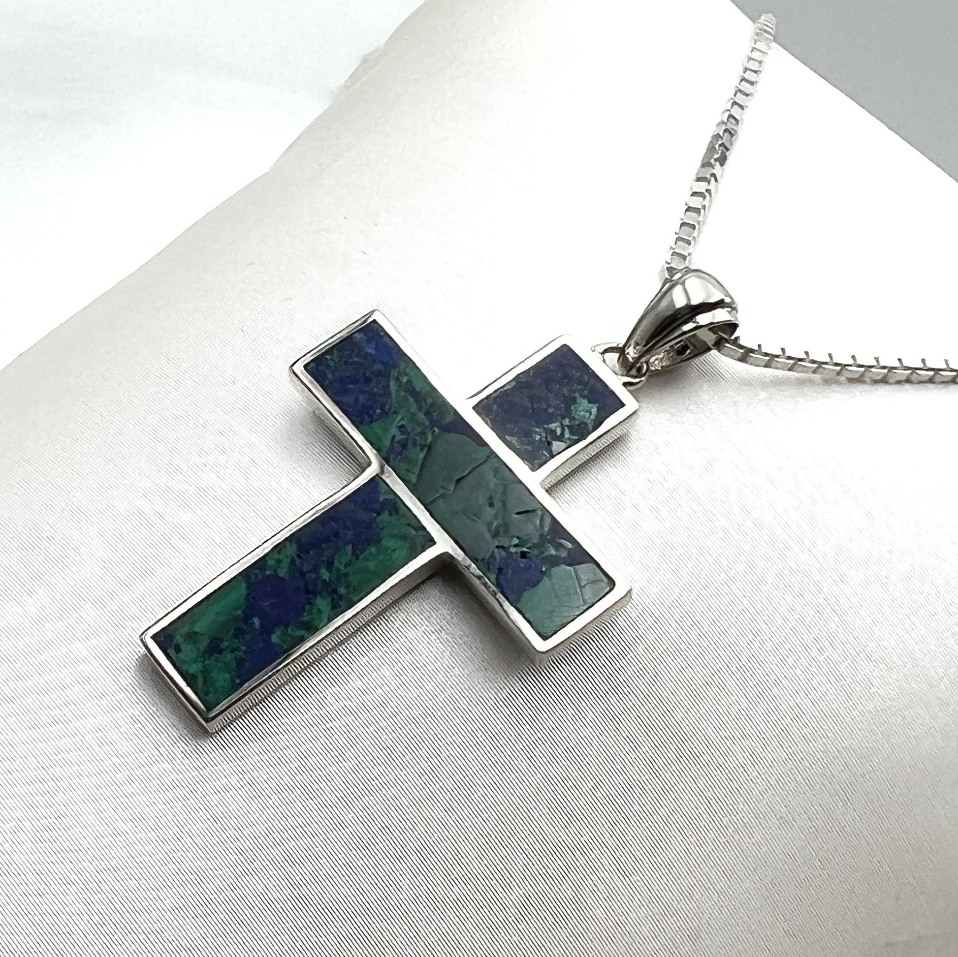 Elegant King Solomon Eilat Stone Cross Pendant in Silver 925