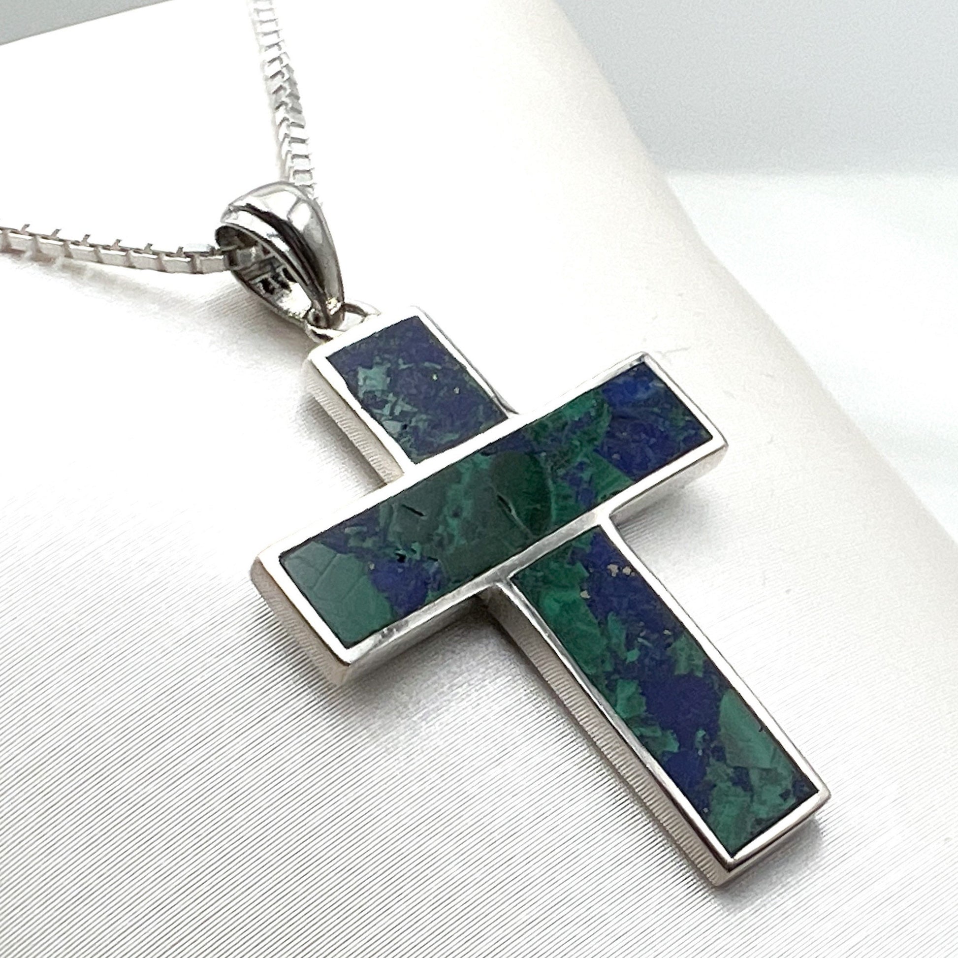 Elegant King Solomon Eilat Stone Cross Pendant in Silver 925