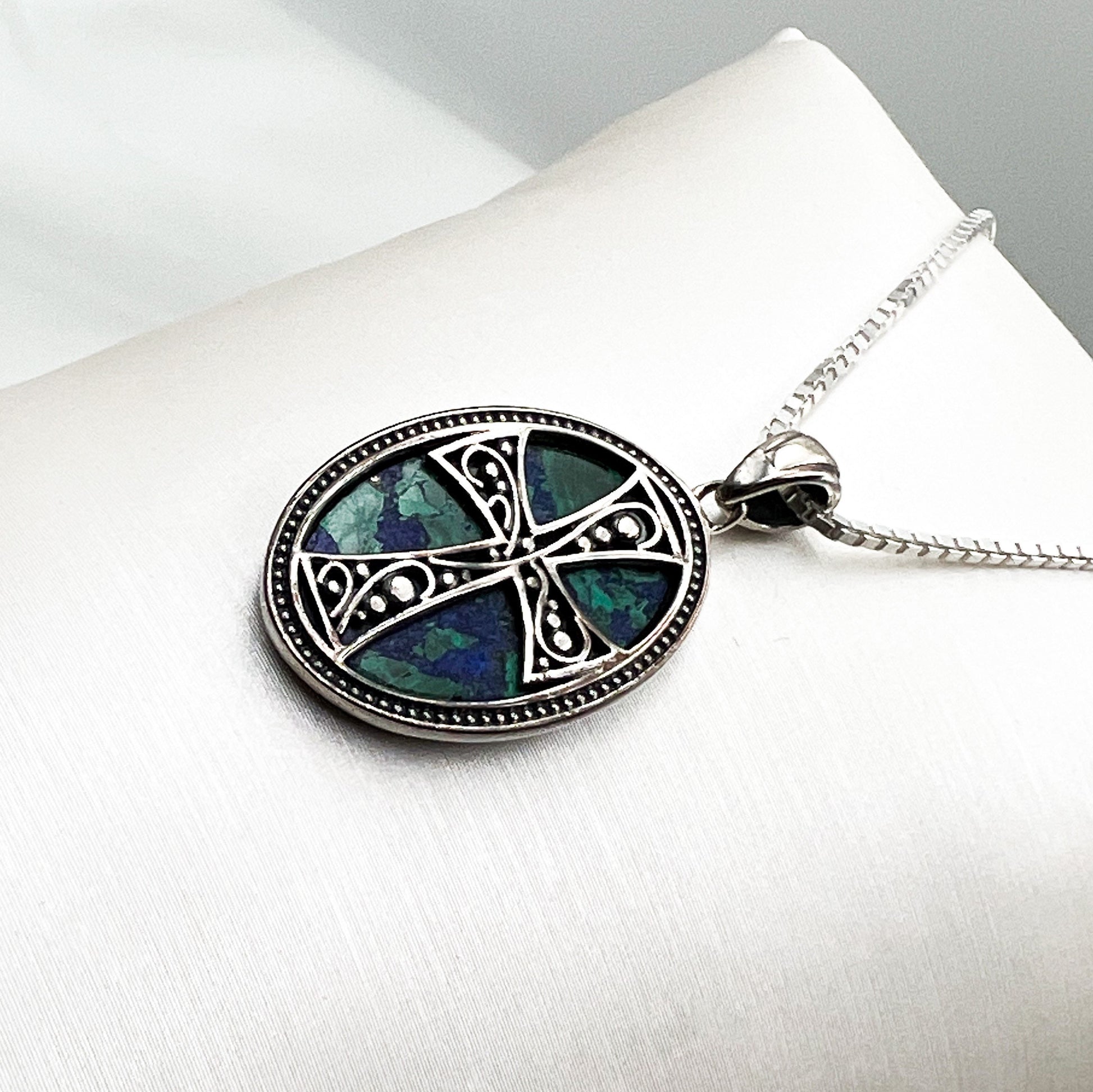 King Solomon Eilat Stone Cross Pendant with Silver 925 Chain