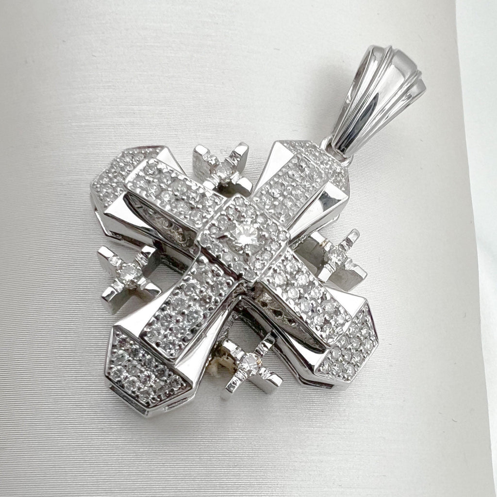 Majestic Jerusalem Cross in 14k White Gold with 109 Diamonds