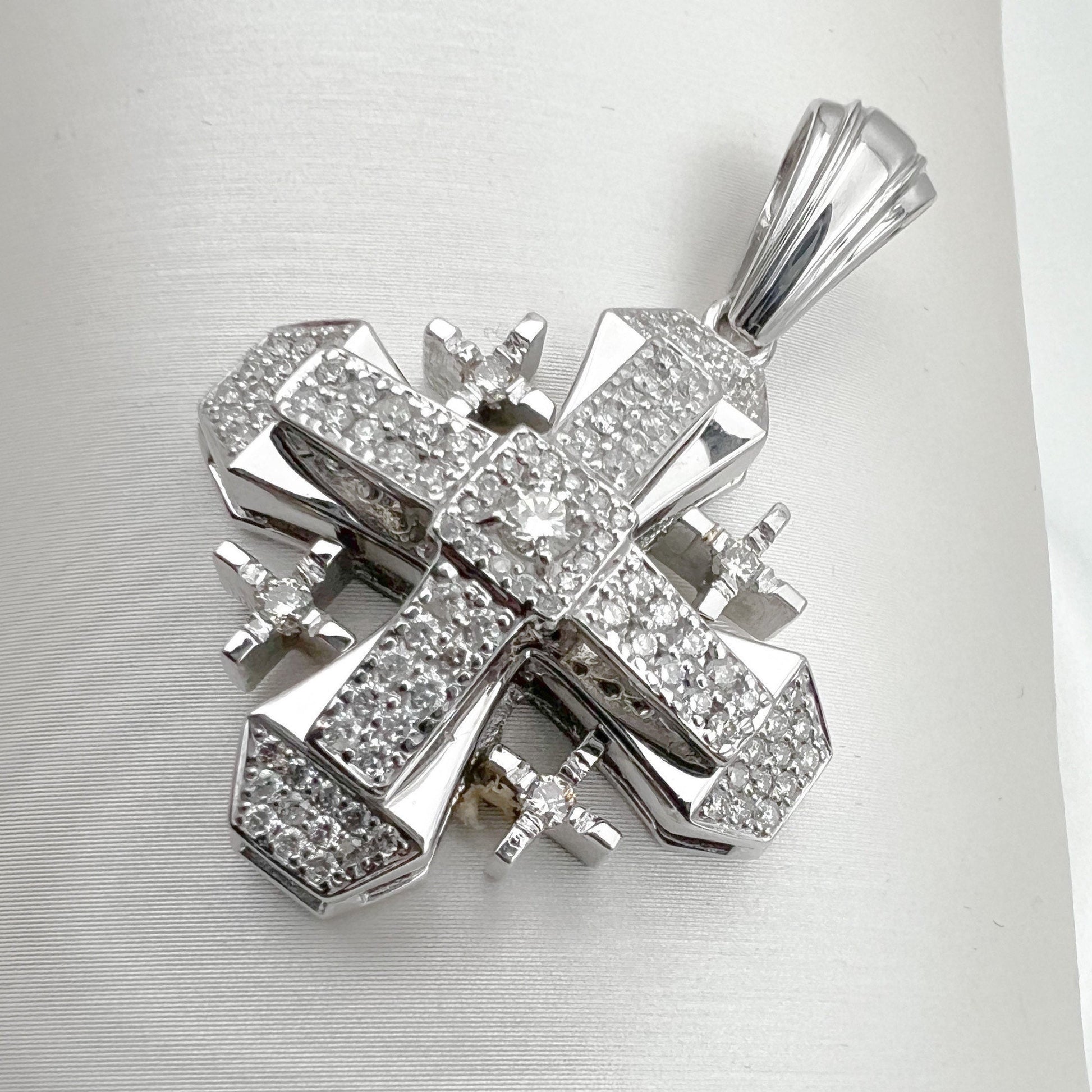 Majestic Jerusalem Cross in 14k White Gold with 109 Diamonds