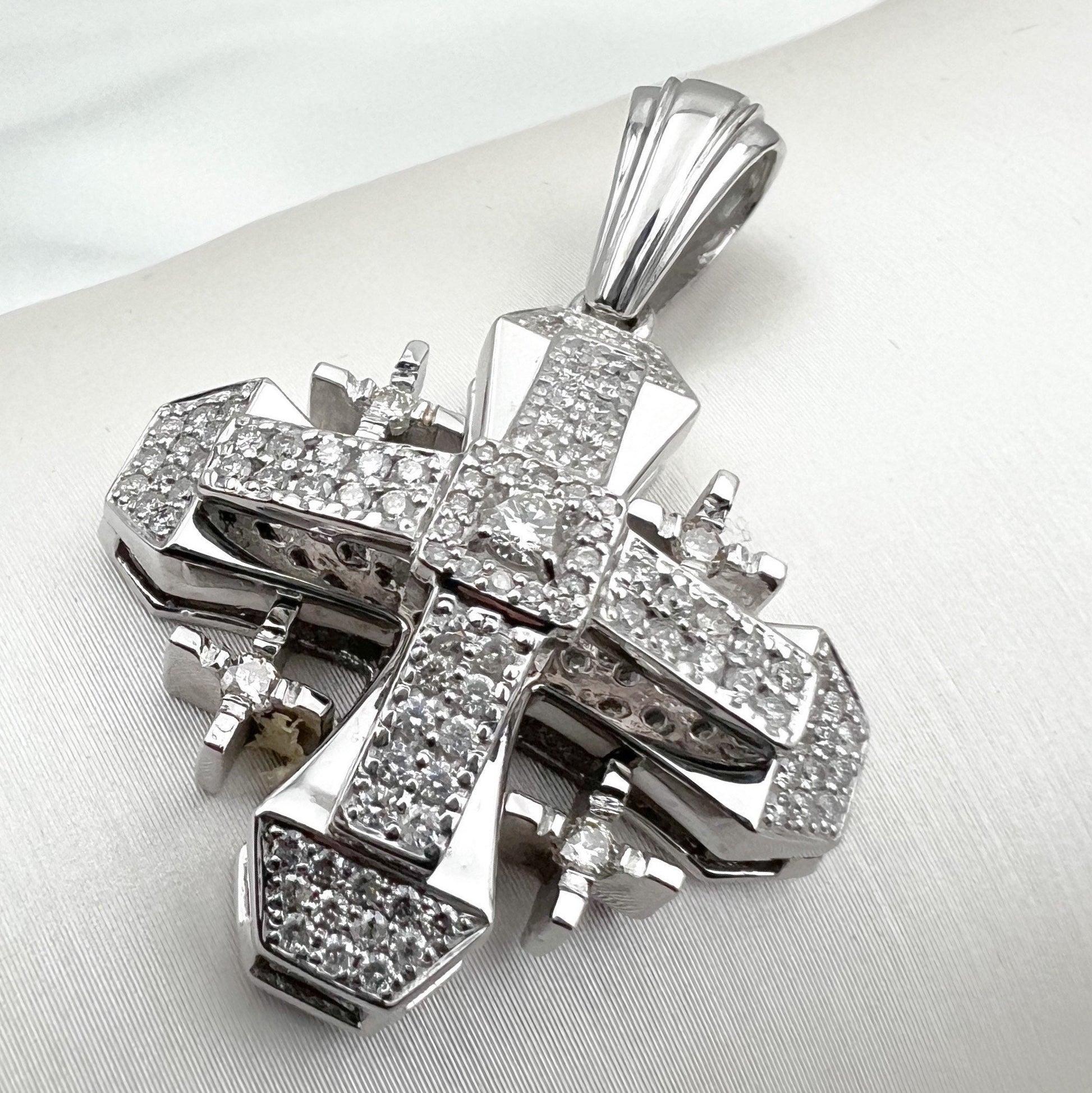 Majestic Jerusalem Cross in 14k White Gold with 109 Diamonds