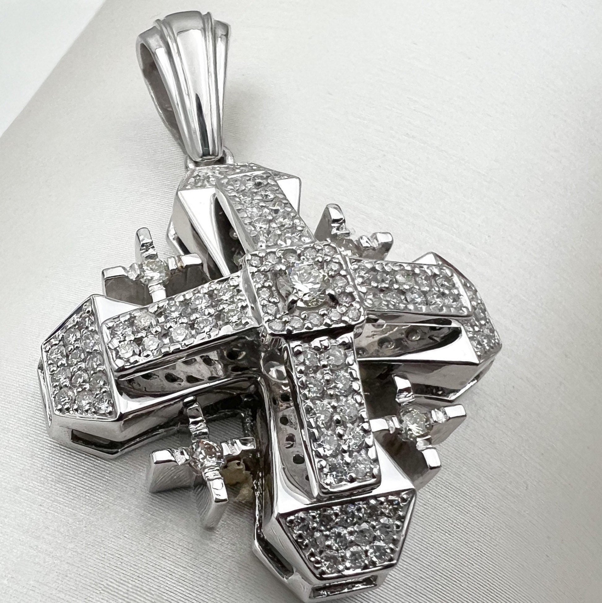 Majestic Jerusalem Cross in 14k White Gold with 109 Diamonds