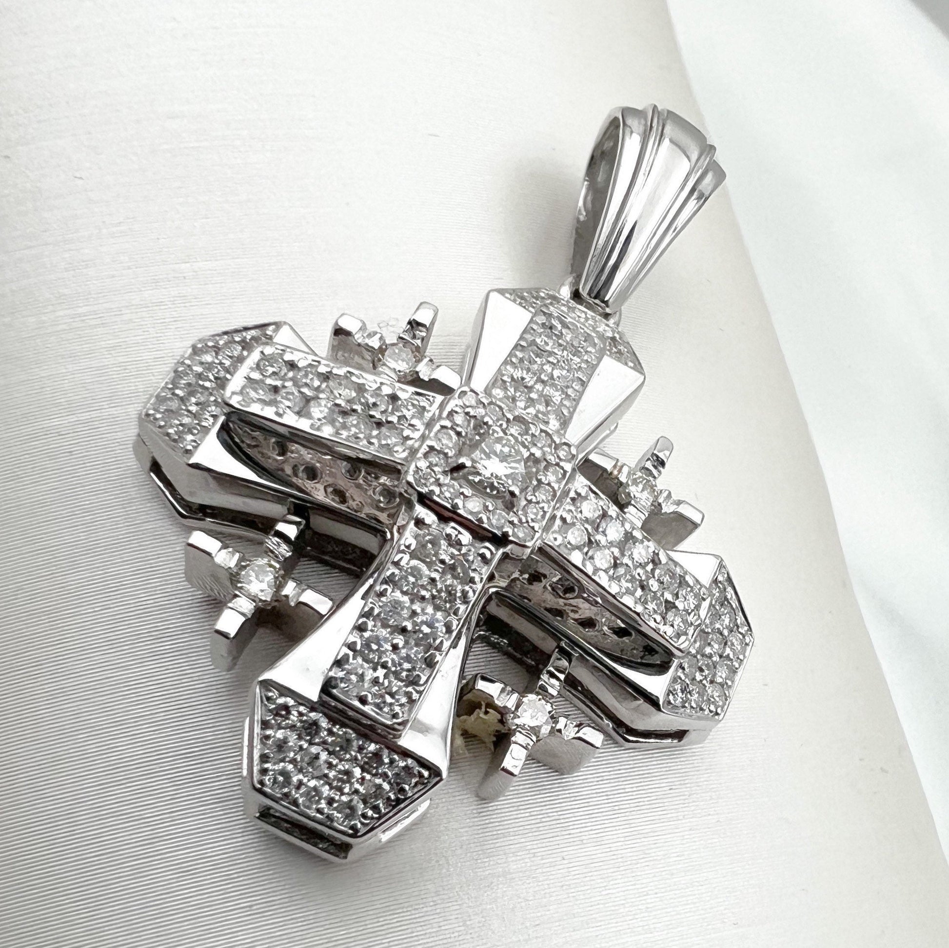 Majestic Jerusalem Cross in 14k White Gold with 109 Diamonds