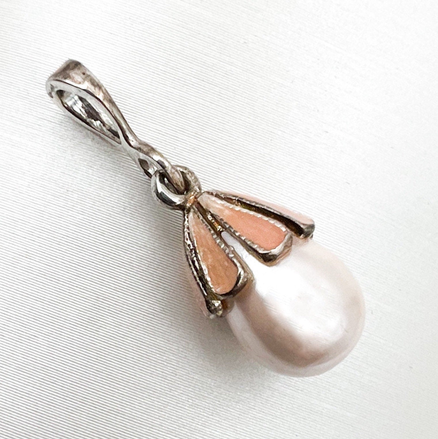 Pink Pearl Blessing Egg Pendant in 925 Silver