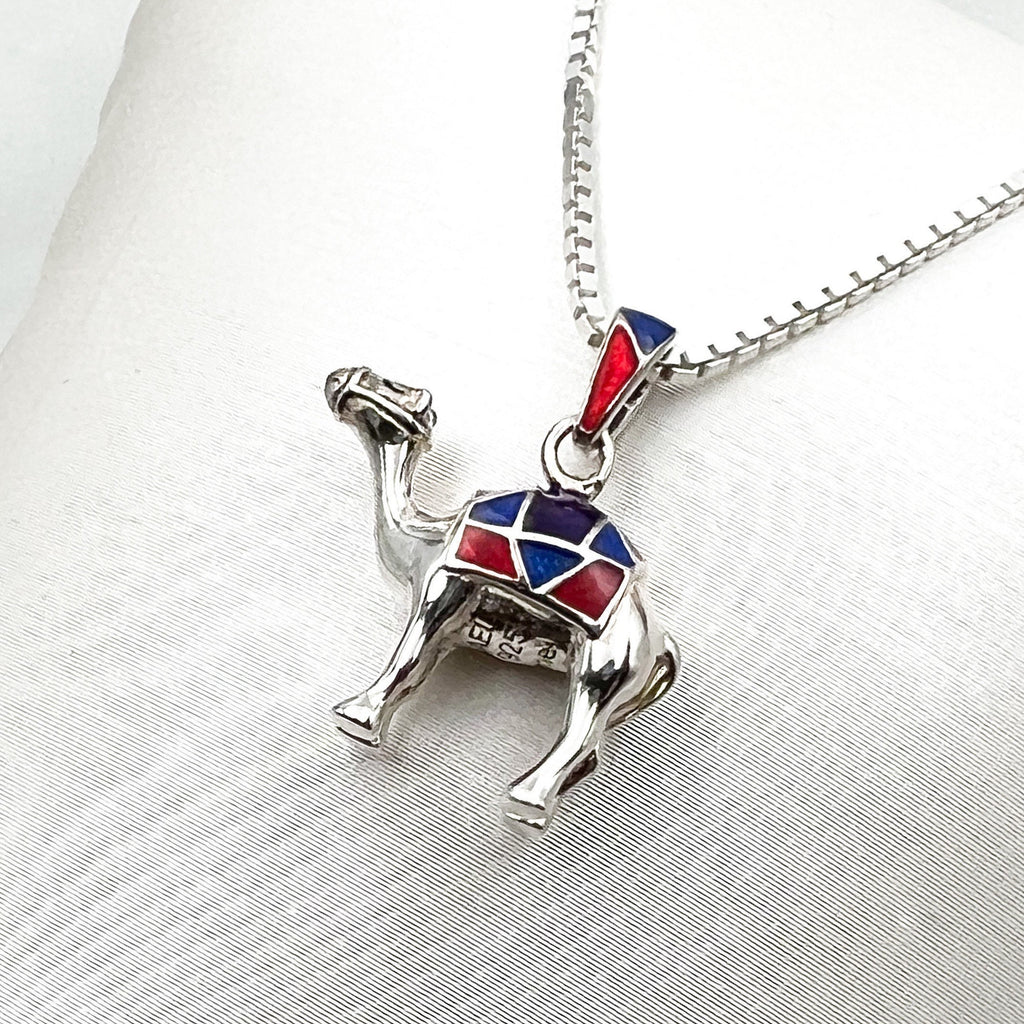 Camel Pendant in Sterling Silver with Enamel Finish – Includes Elegant Chain