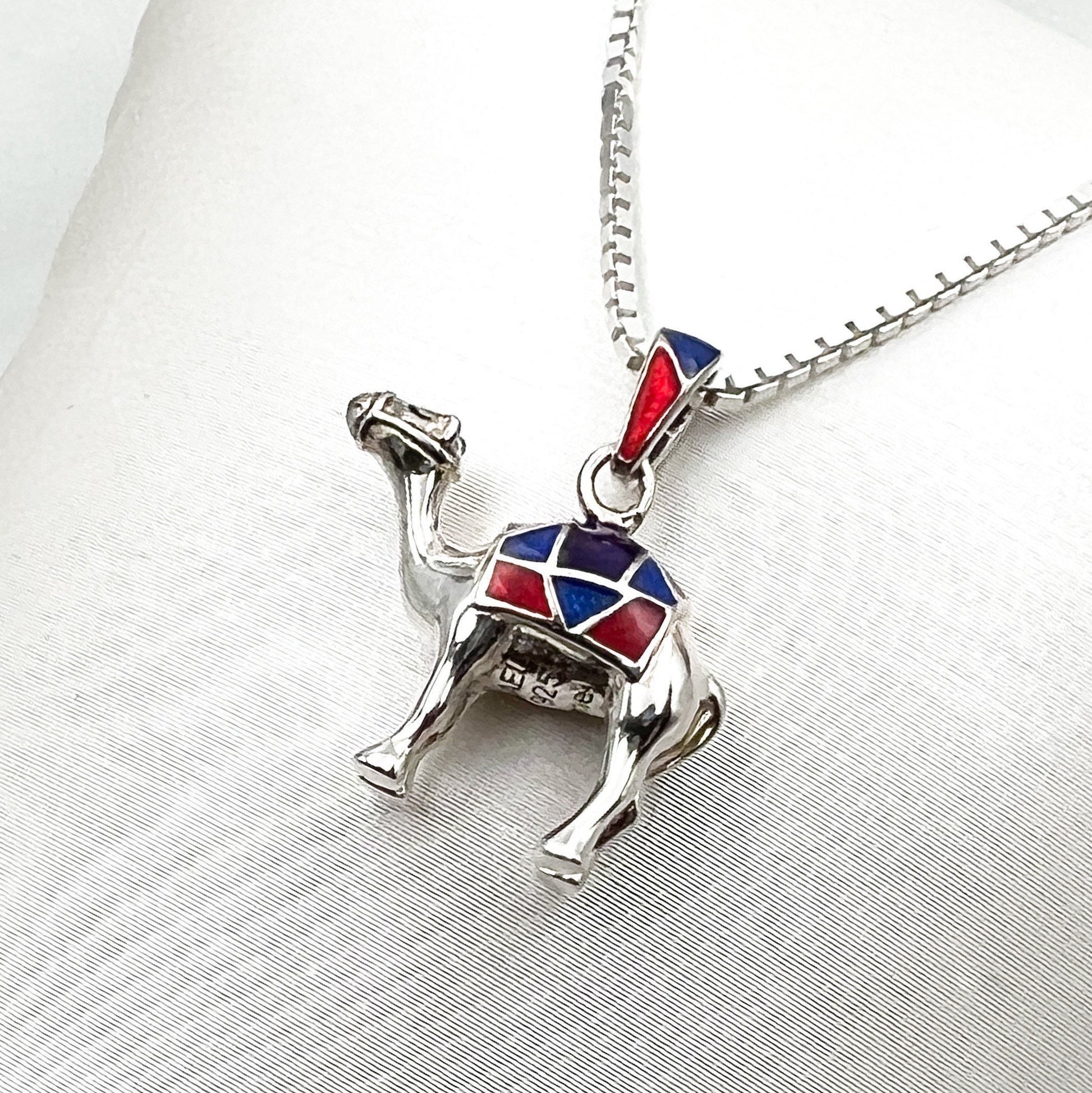 Camel Pendant in Sterling Silver with Enamel Finish – Includes Elegant Chain