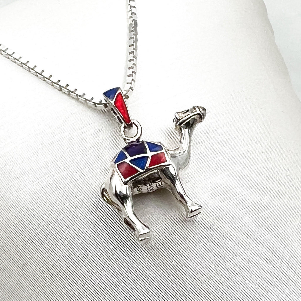 Camel Pendant in Sterling Silver with Enamel Finish – Includes Elegant Chain