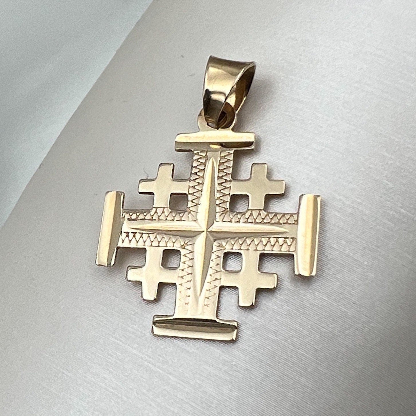 Jerusalem Cross 14k Gold Pendant A Symbol of Faith with Timeless Elegance