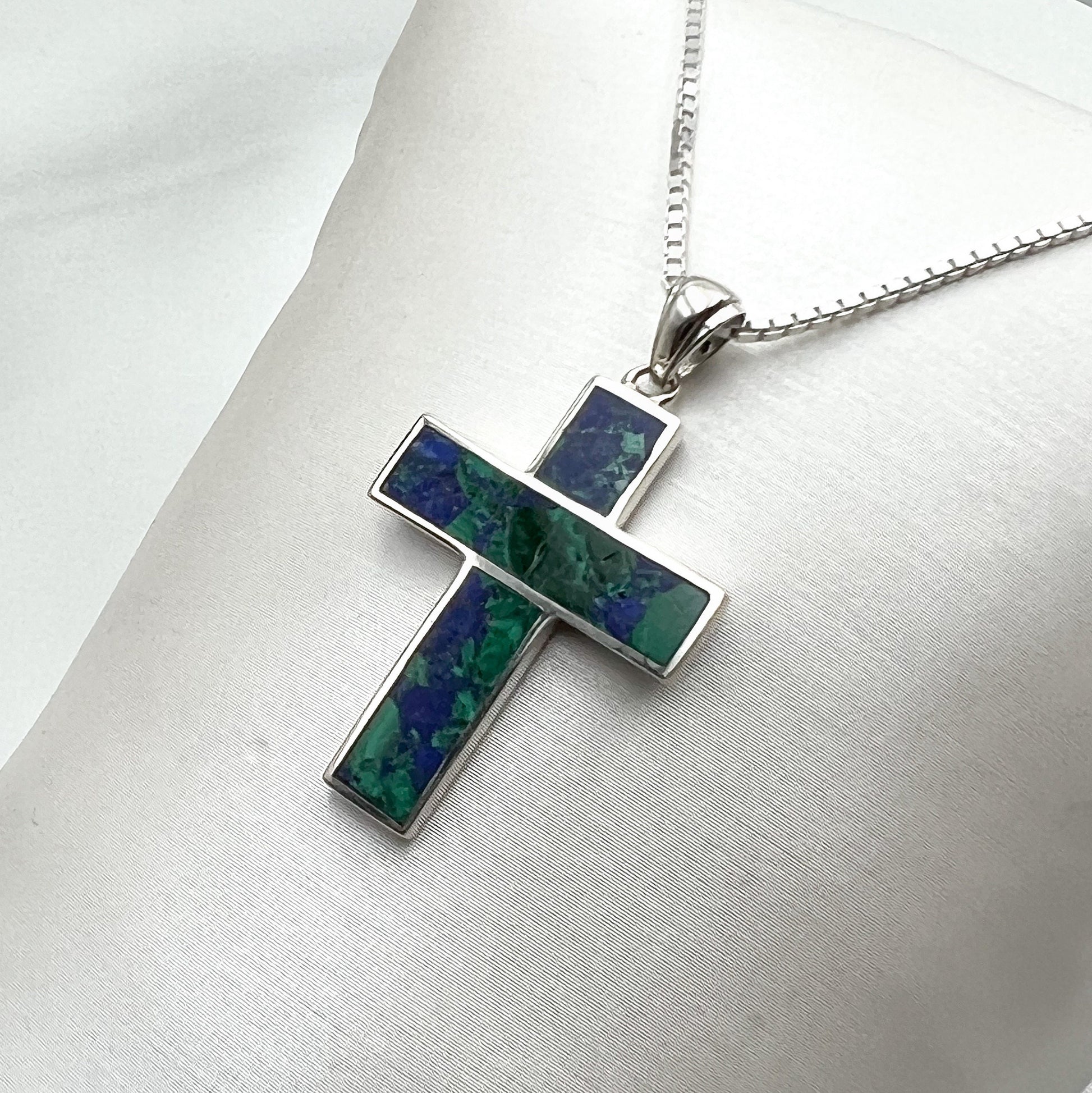 Elegant King Solomon Eilat Stone Cross Pendant in Silver 925
