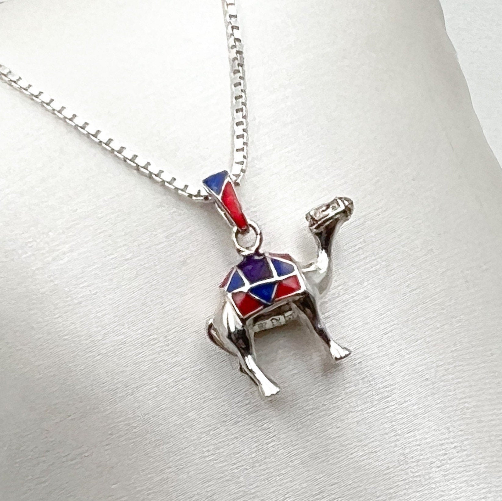 Camel Pendant in Sterling Silver with Enamel Finish – Includes Elegant Chain